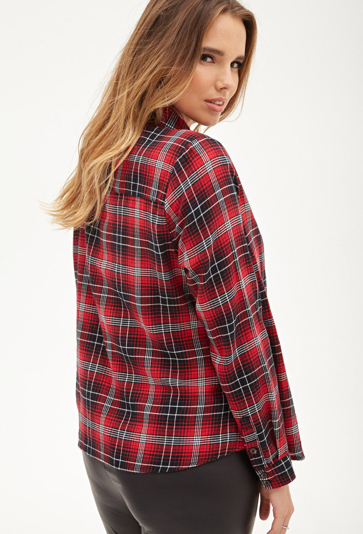 Lyst - Forever 21 Plus Size Tartan Plaid Collared Shirt in Red
