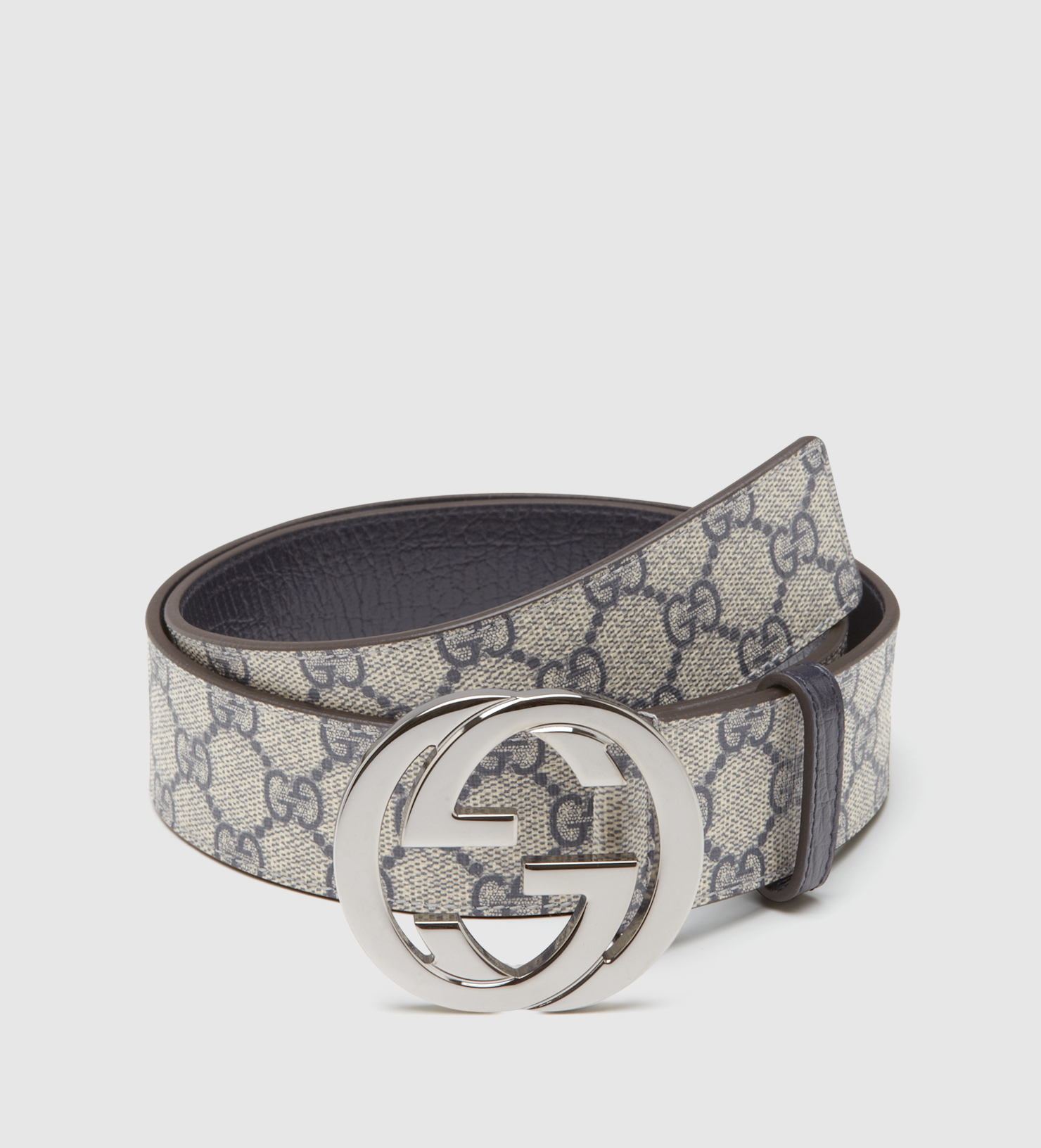Gucci Gg Plus Belt With Interlocking G Buckle in Gray - Lyst