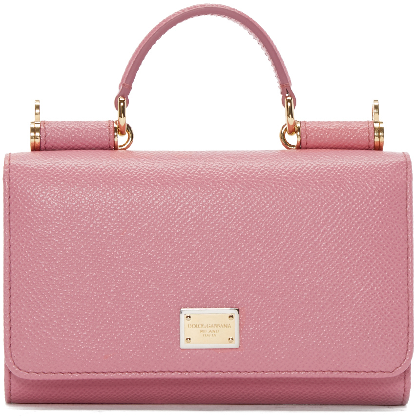 X Kim Sicily Small Leather Shoulder Bag in Pink - Dolce Gabbana