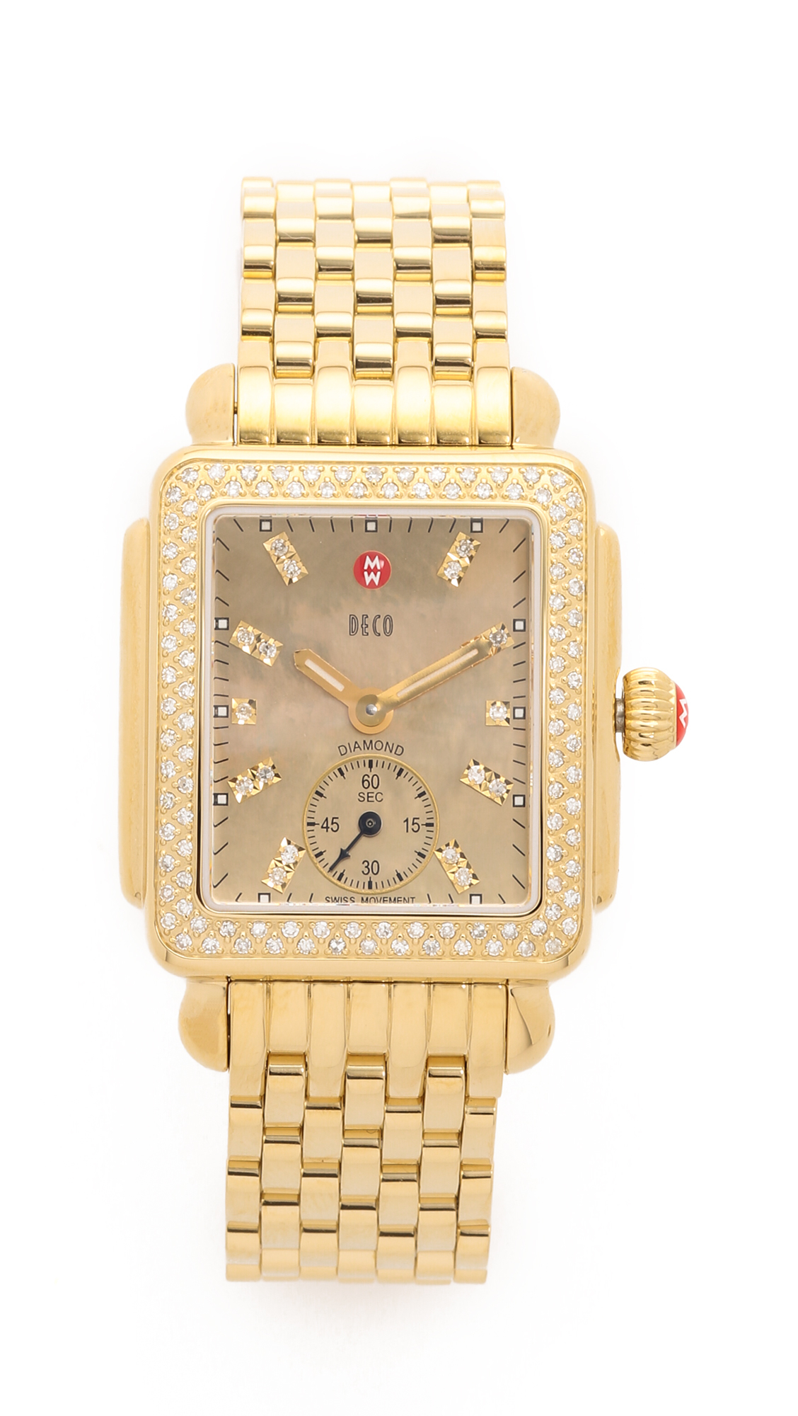 Michele watches Deco 16 Diamond, Motherofpearl & 18k Goldplated