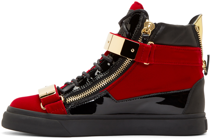 Tanzania sundhed Vedhæftet fil Giuseppe Zanotti Red Velvet High-top Sneakers for Men | Lyst