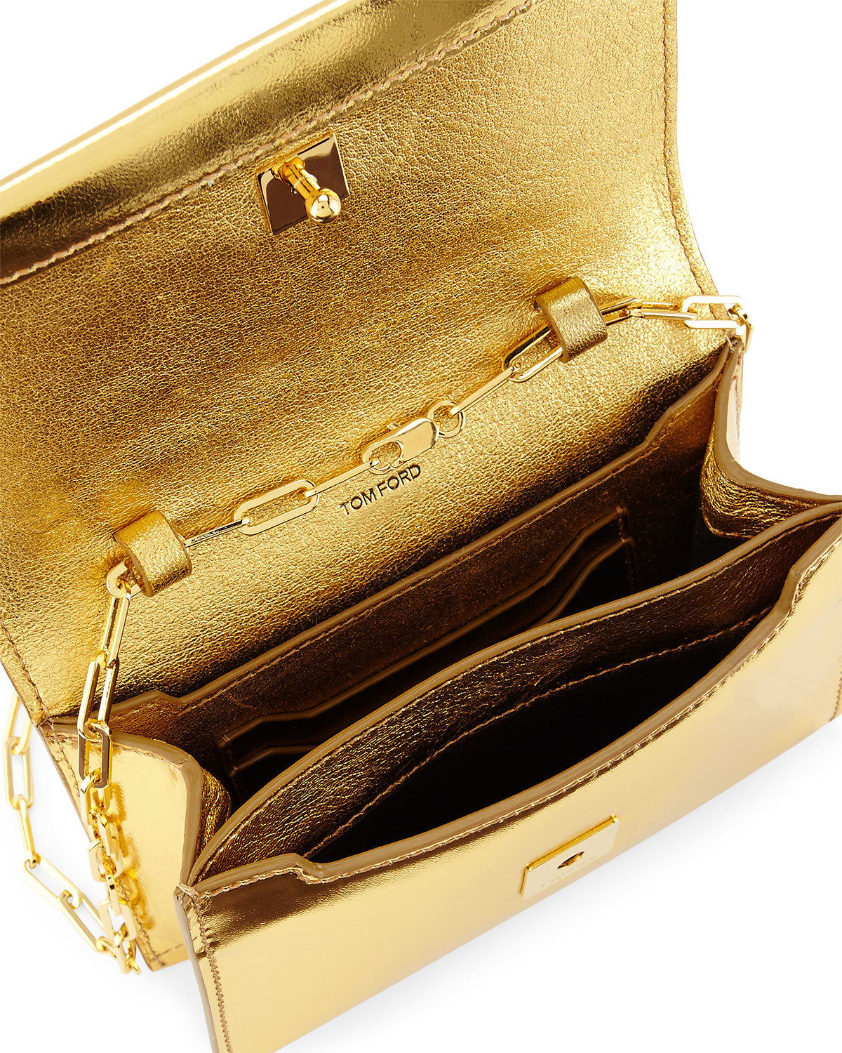 Tom Ford Mirror Leather Crossbody Clutch Bag in Gold (Metallic) Lyst