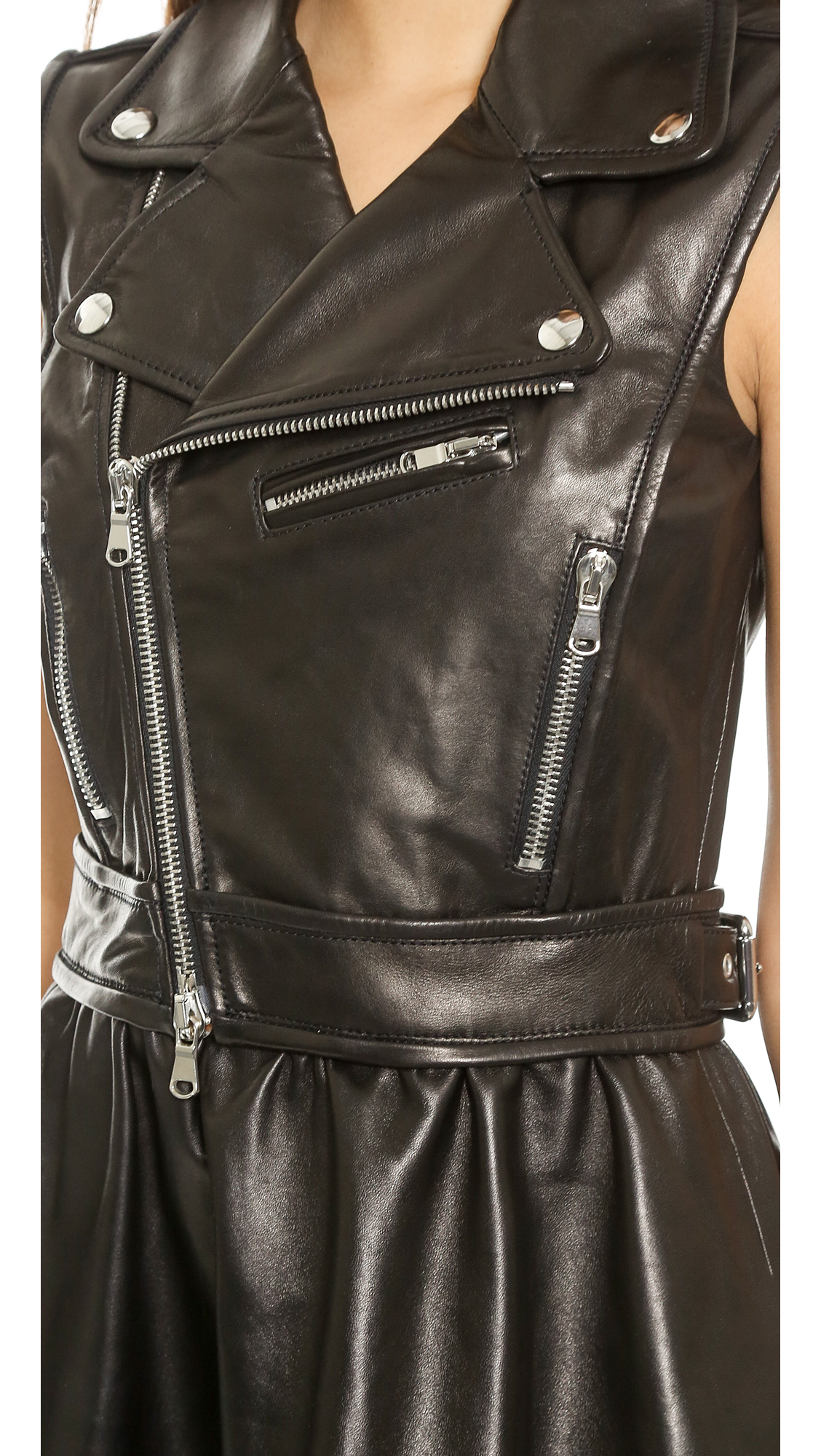 RED Valentino Leather Moto Dress | Lyst