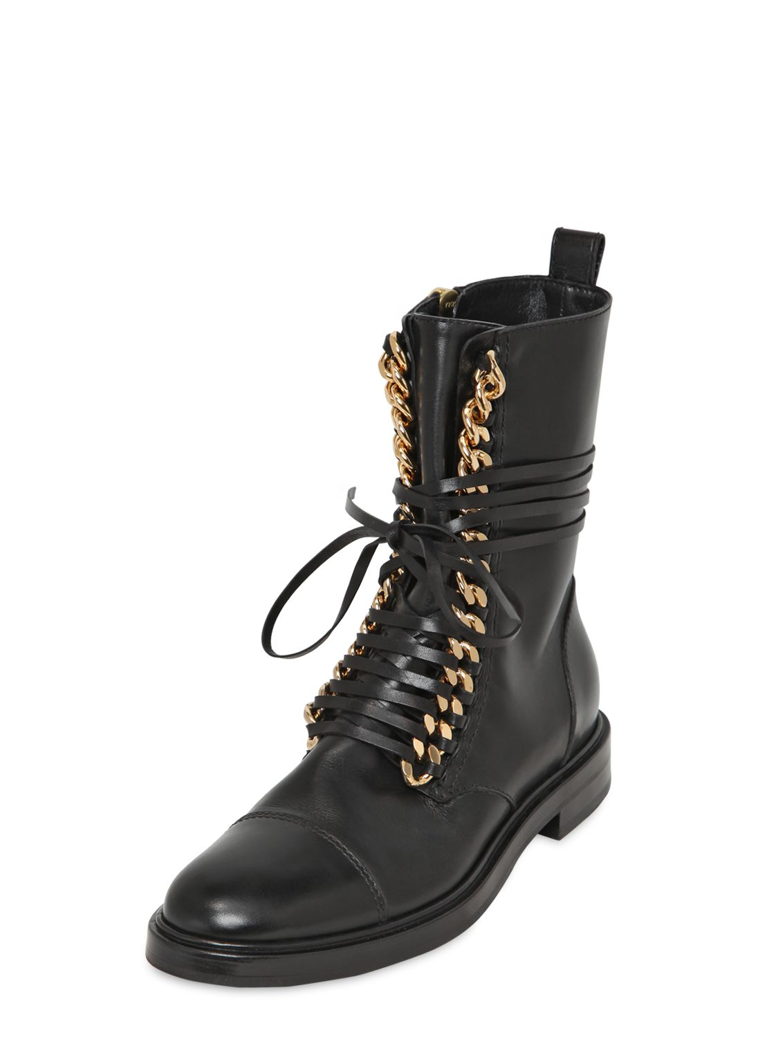 Lyst - Casadei 30Mm Chained Leather Combat in Black