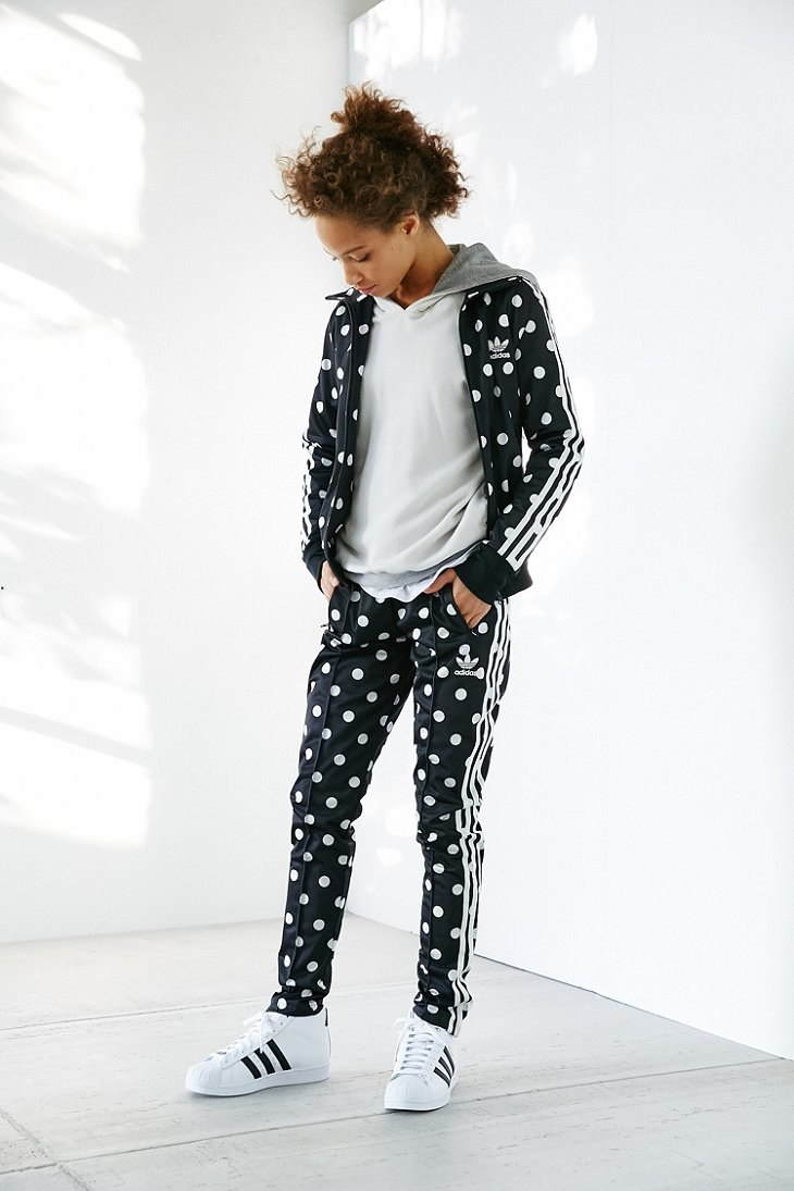 adidas Synthetic Originals Dots Firebird Track Jacket in Black & White ( Black) | Lyst