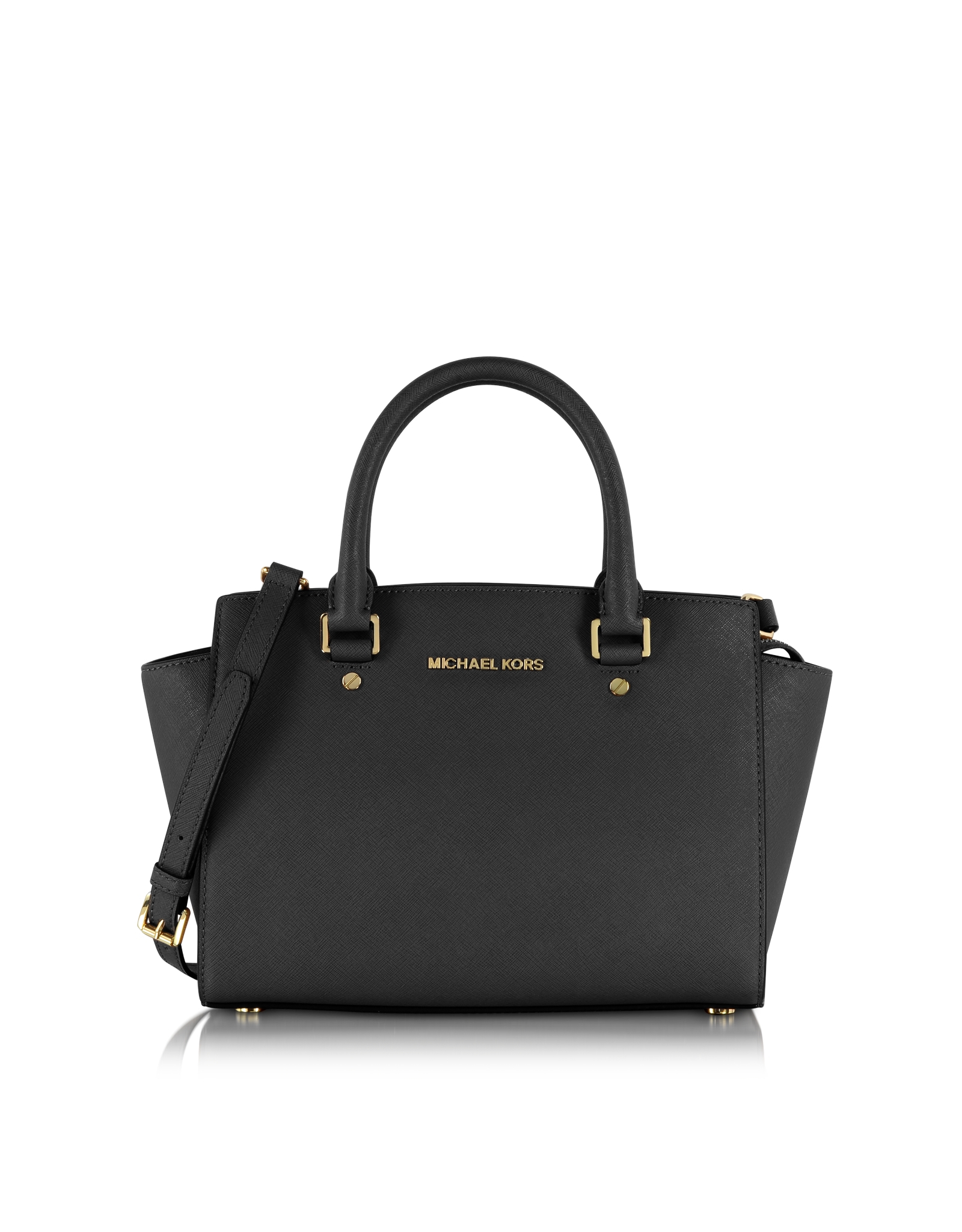 Michael kors Selma Medium Saffiano Leather Top-zip Satchel in Black | Lyst