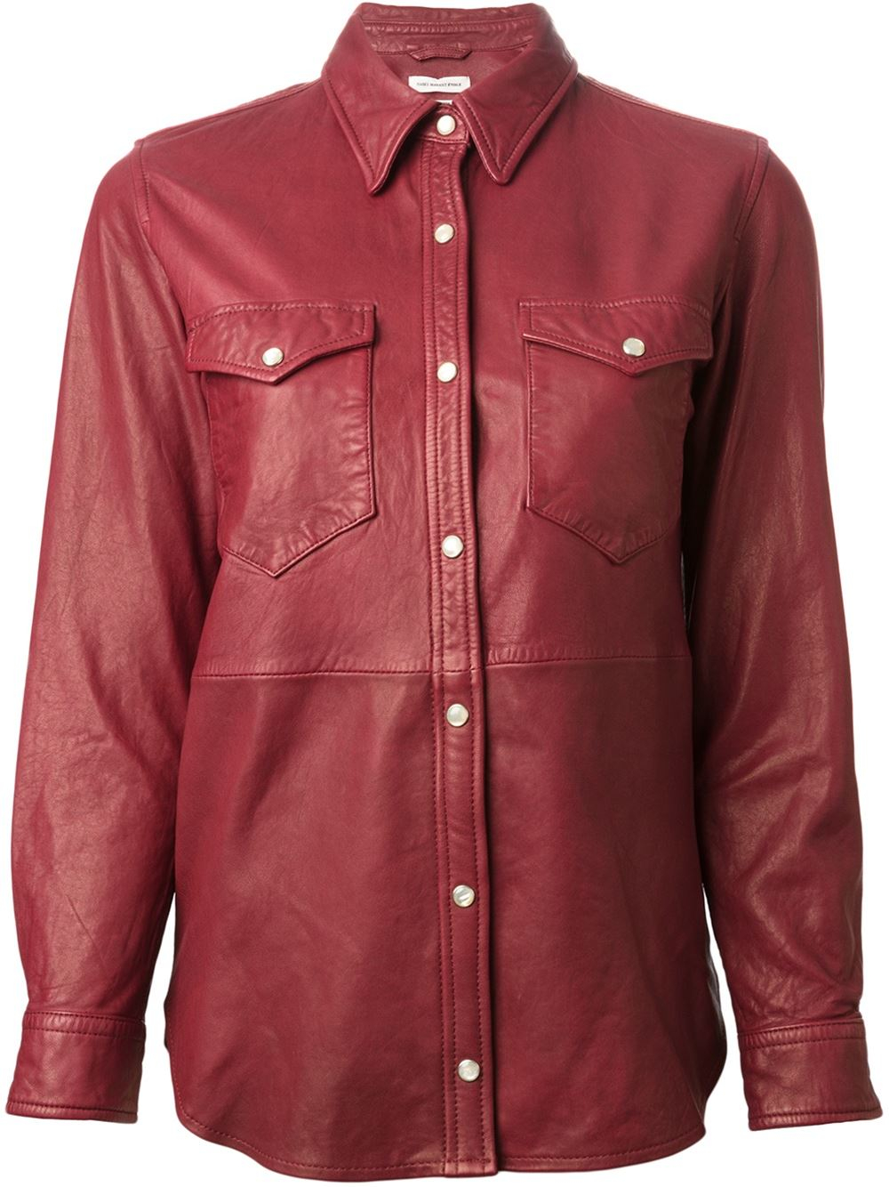 red leather shirt womens