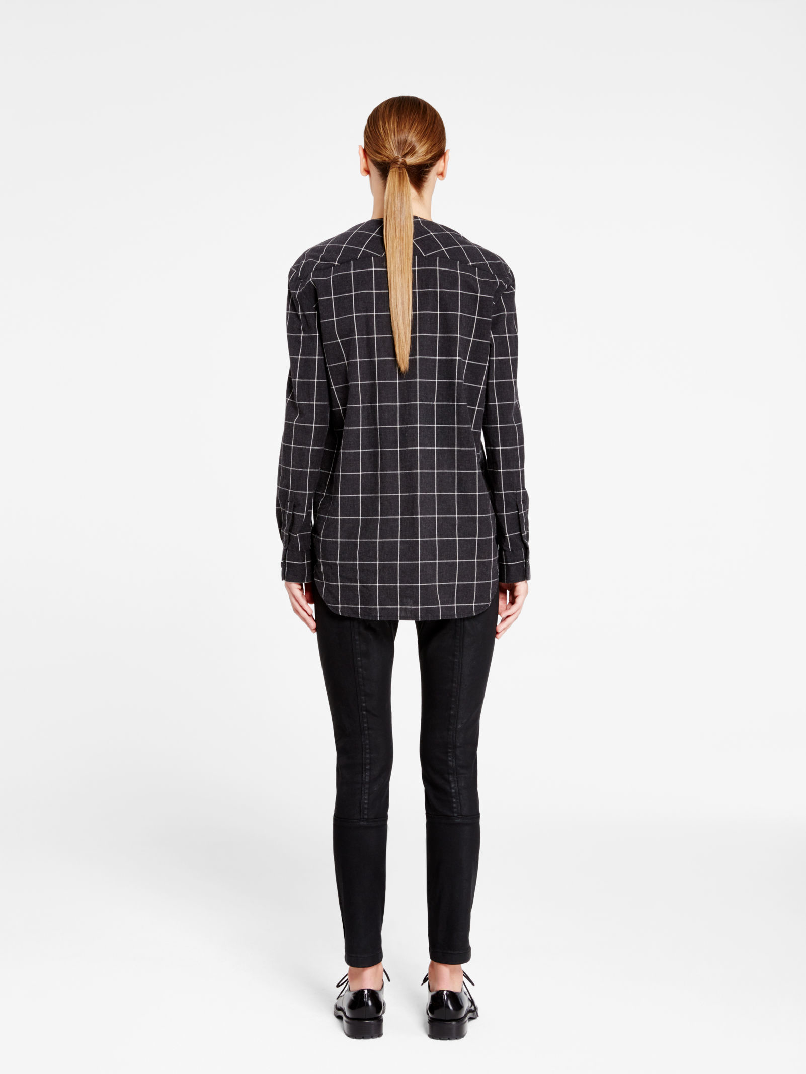 dkny checked v neck shirt in black lyst dkny checked v neck shirt in black lyst