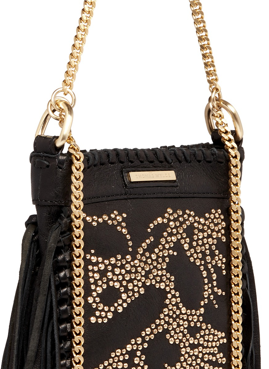 Lyst Thomas Wylde 'dalis' Fringe Stud Leather Crossbody Bag in Black
