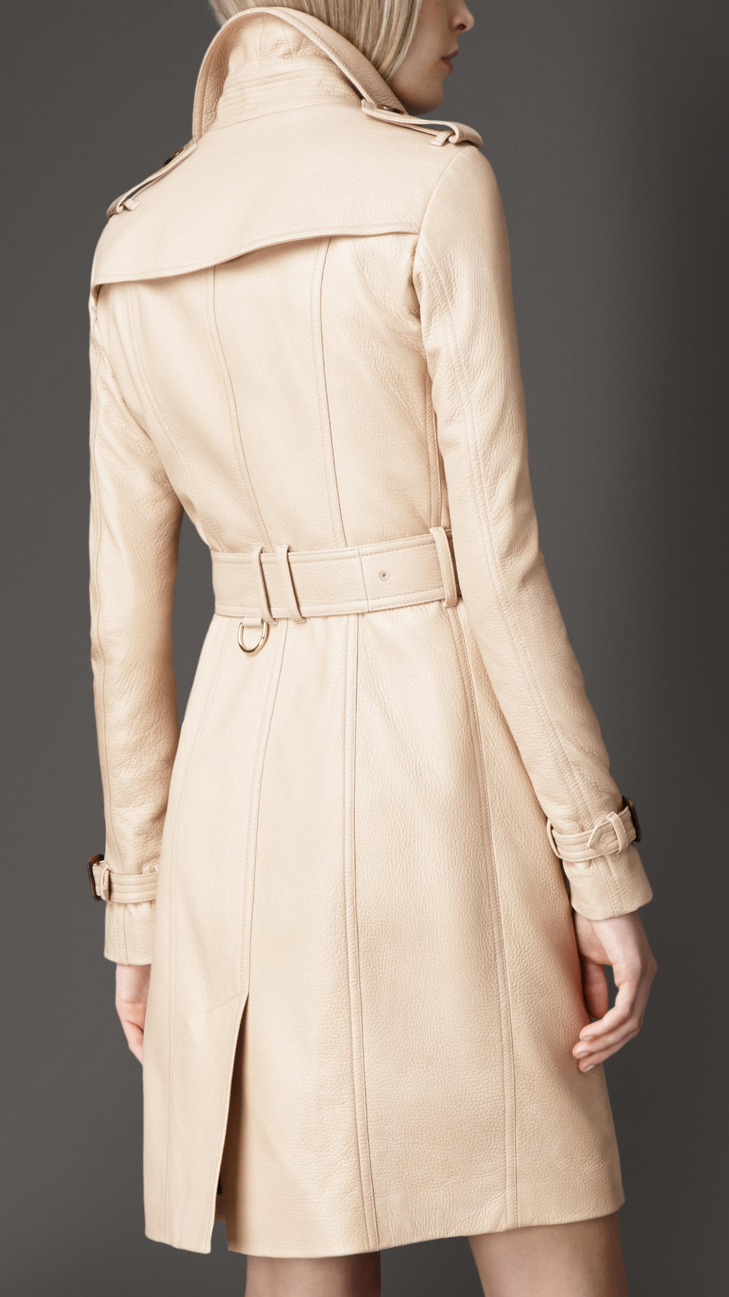 Burberry Deerskin Oversize Button Trench Coat in Natural | Lyst