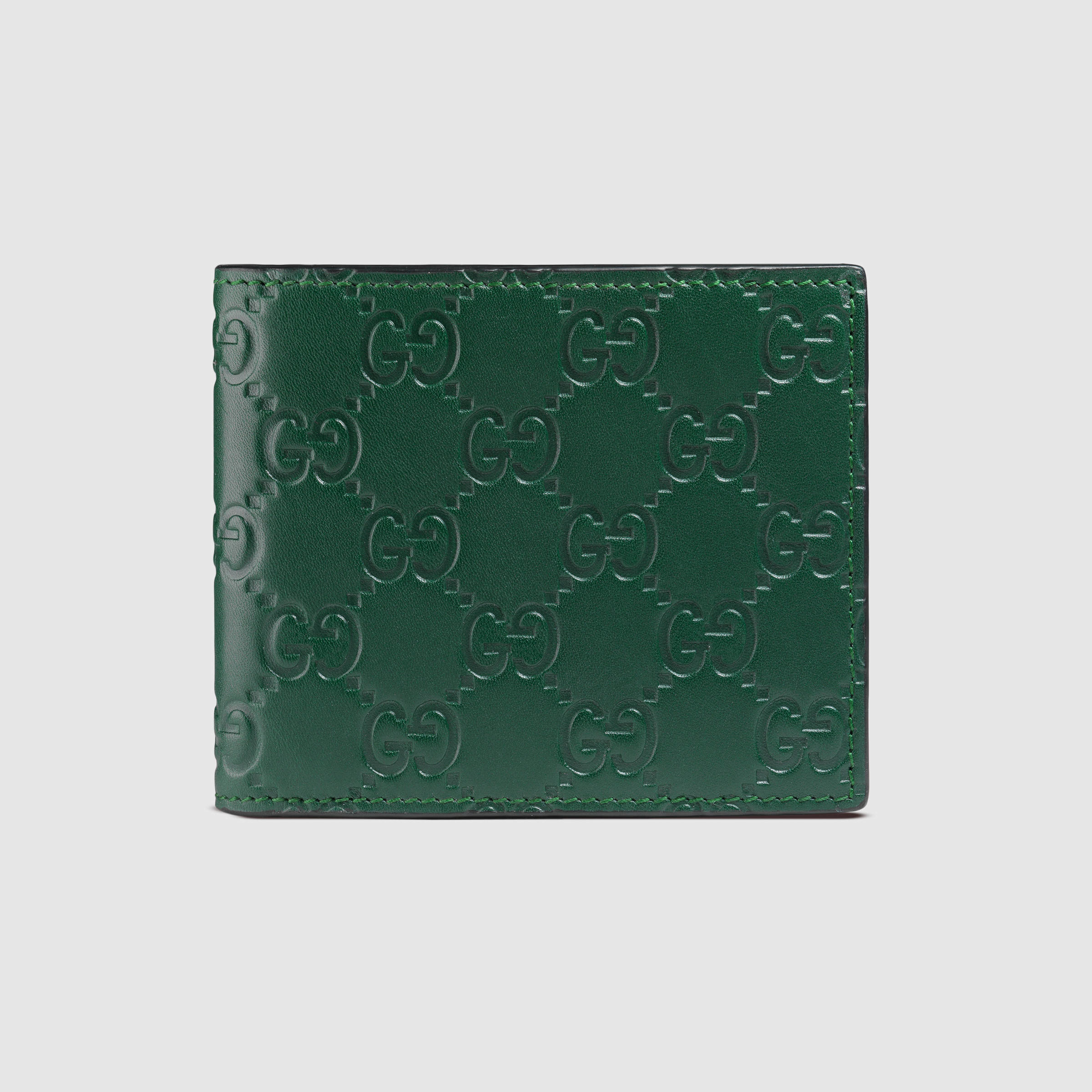 Gucci Dark Green Guccissima Leather Money Clip Bifold Wallet Gucci