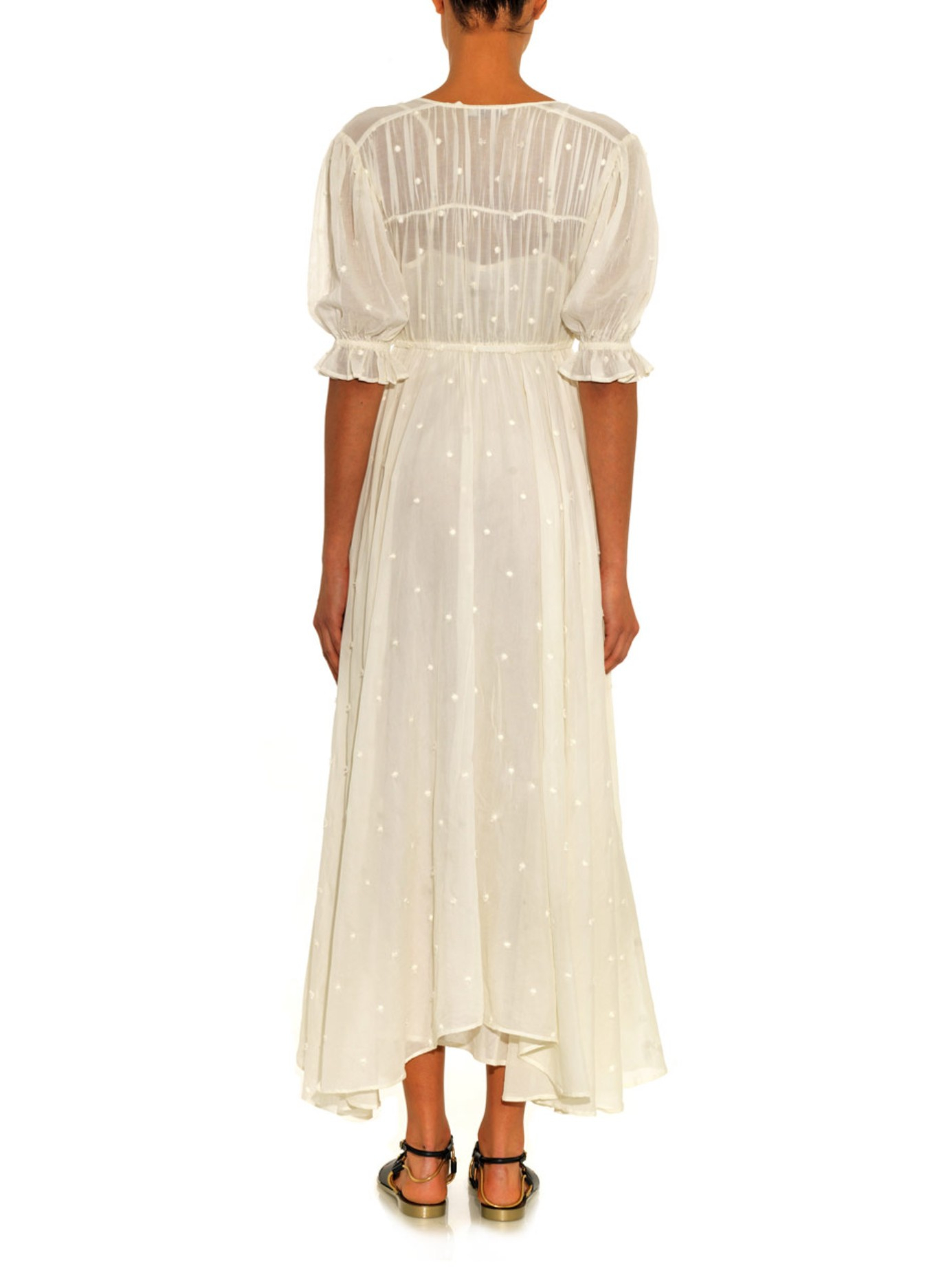 Mes Demoiselles Louise Embroidered Cottongauze Dress in White Lyst
