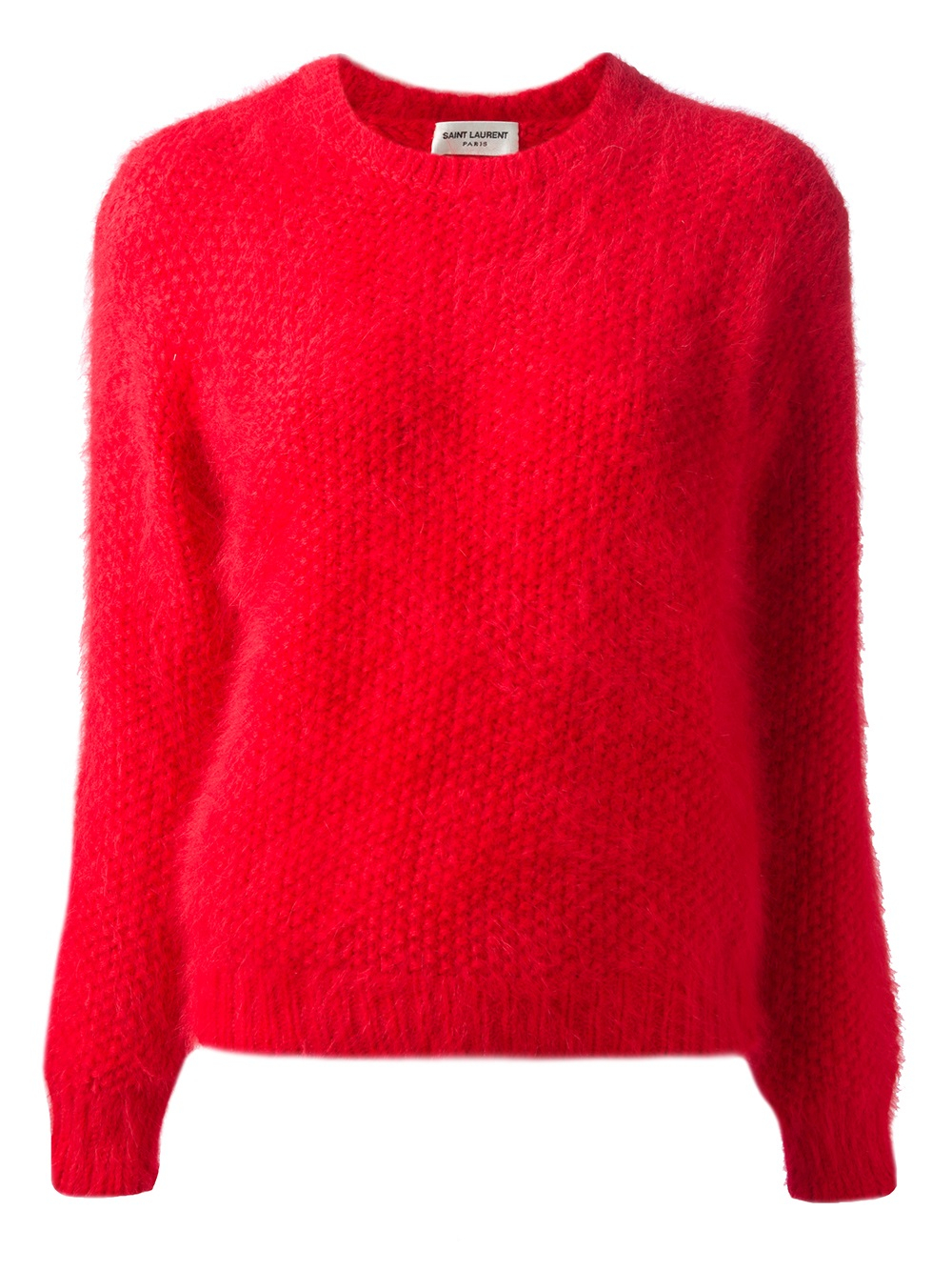 red angora cardigan