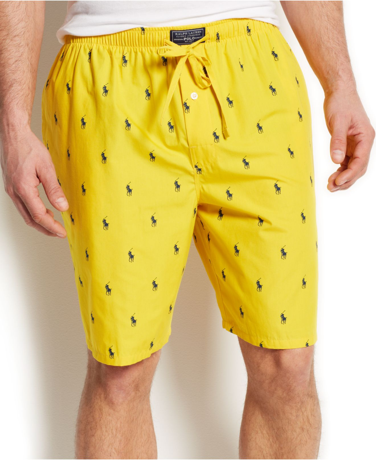 Polo Ralph Lauren Allover Pony Pajama Shorts in Yellow for Men | Lyst