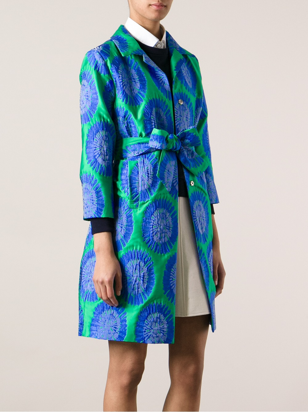 P.A.R.O.S.H. Gerard Floral Trench Coat in Green - Lyst