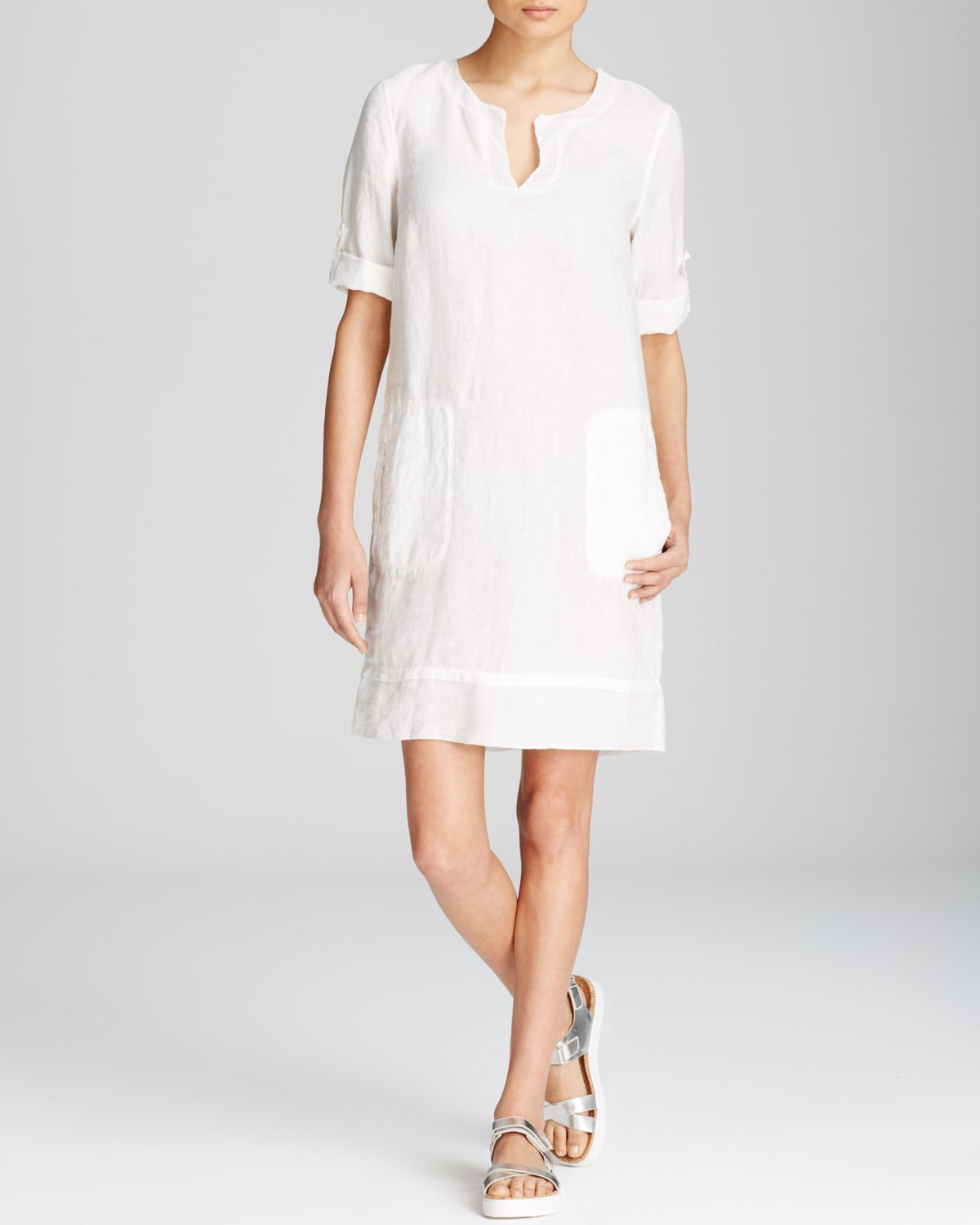 DKNY Pure Linen Tunic Dress in White | Lyst