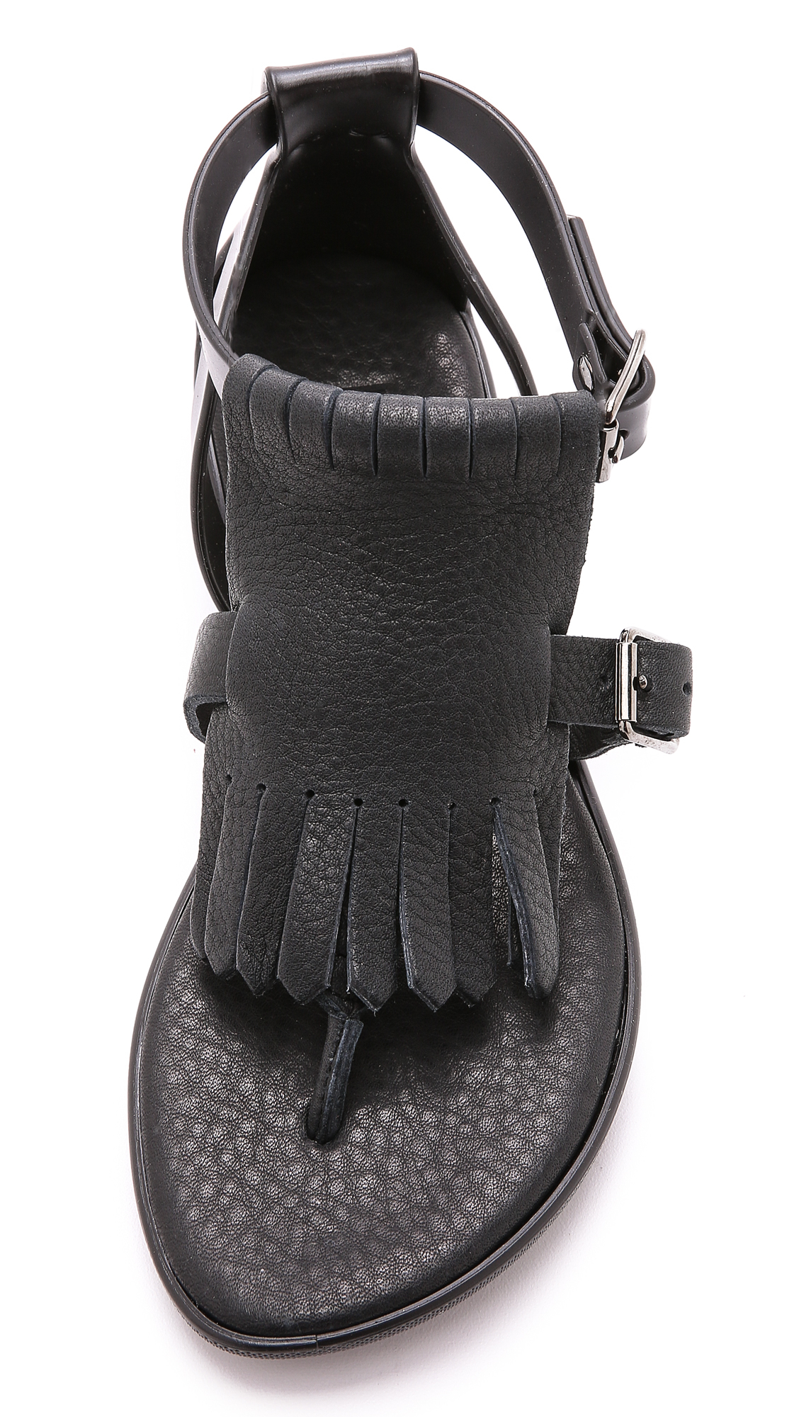 Lyst Hunter Original Fringe T Bar Sandals Black Dark Slate In Gallery
