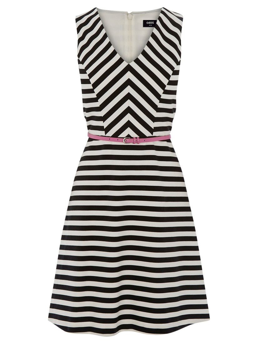 Oasis Striped Dress in Black | Lyst Oasis Striped Dress in Black | Lyst