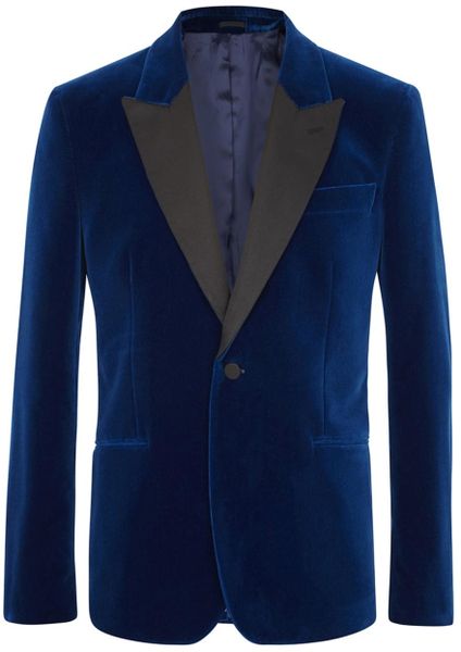 Alexander Mcqueen Teal Velvet Tuxedo Jacket in Blue for Men (teal) | Lyst