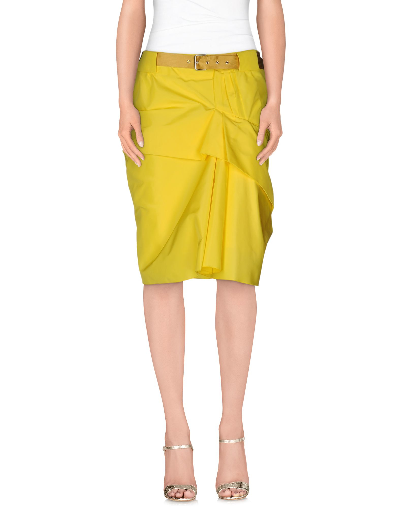 Marc Jacobs Silk Knee Length Skirt in Yellow - Lyst