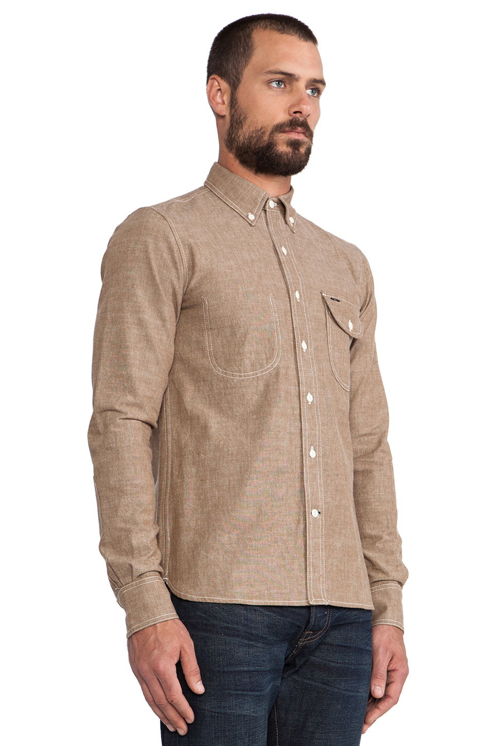 Rogue Territory Jumper Shirt Long Sleeve in Brown Chambray (Brown) for ...