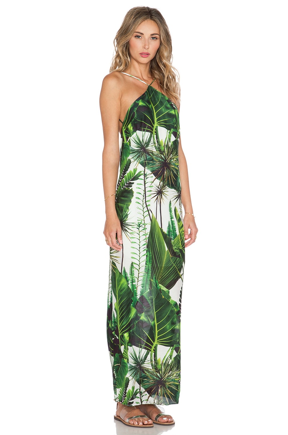 lyst osklen green leaves maxi dress in white lyst osklen green leaves maxi dress in white