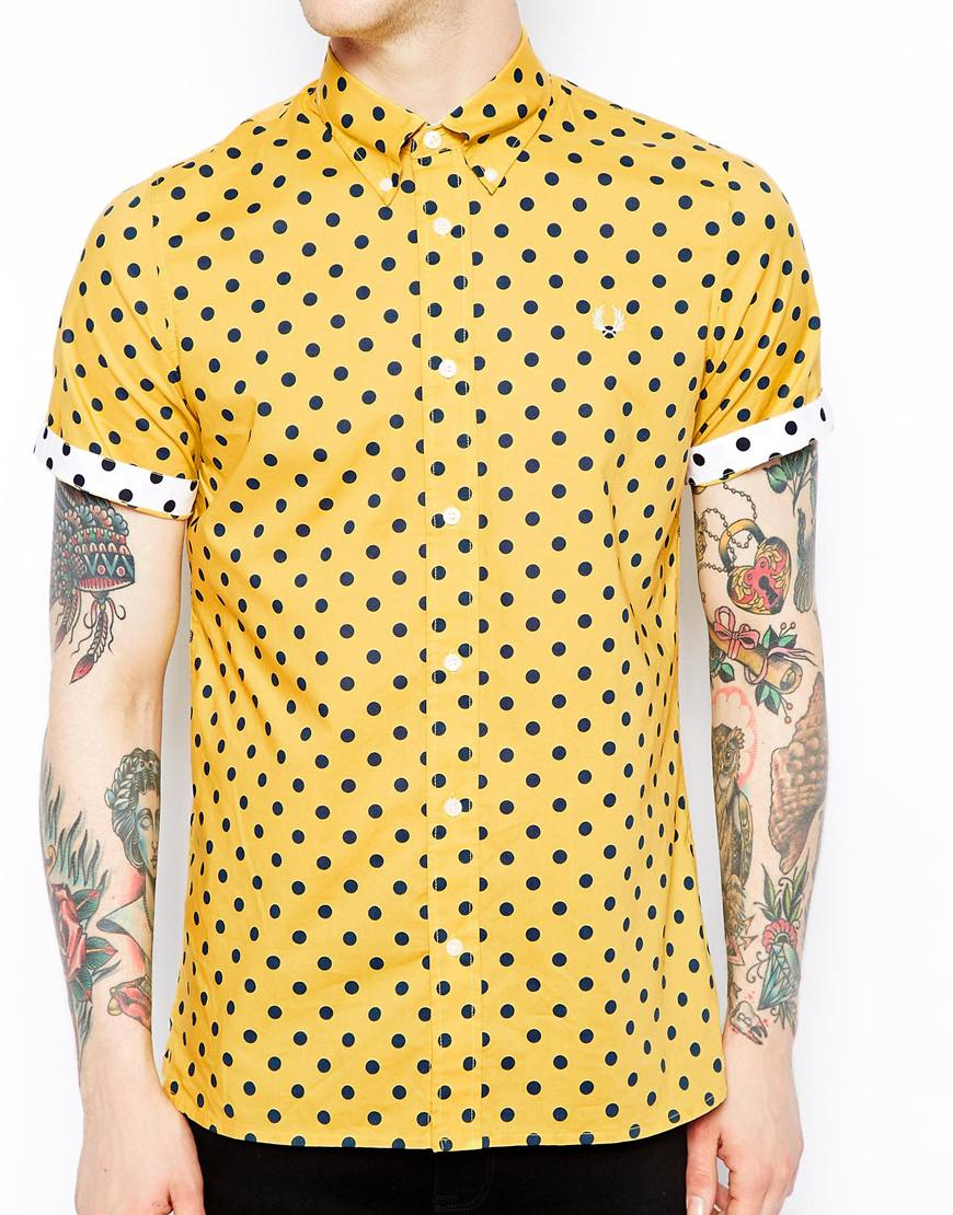 Fred Perry Shirt With Polka Dot In Yellow For Men Lyst