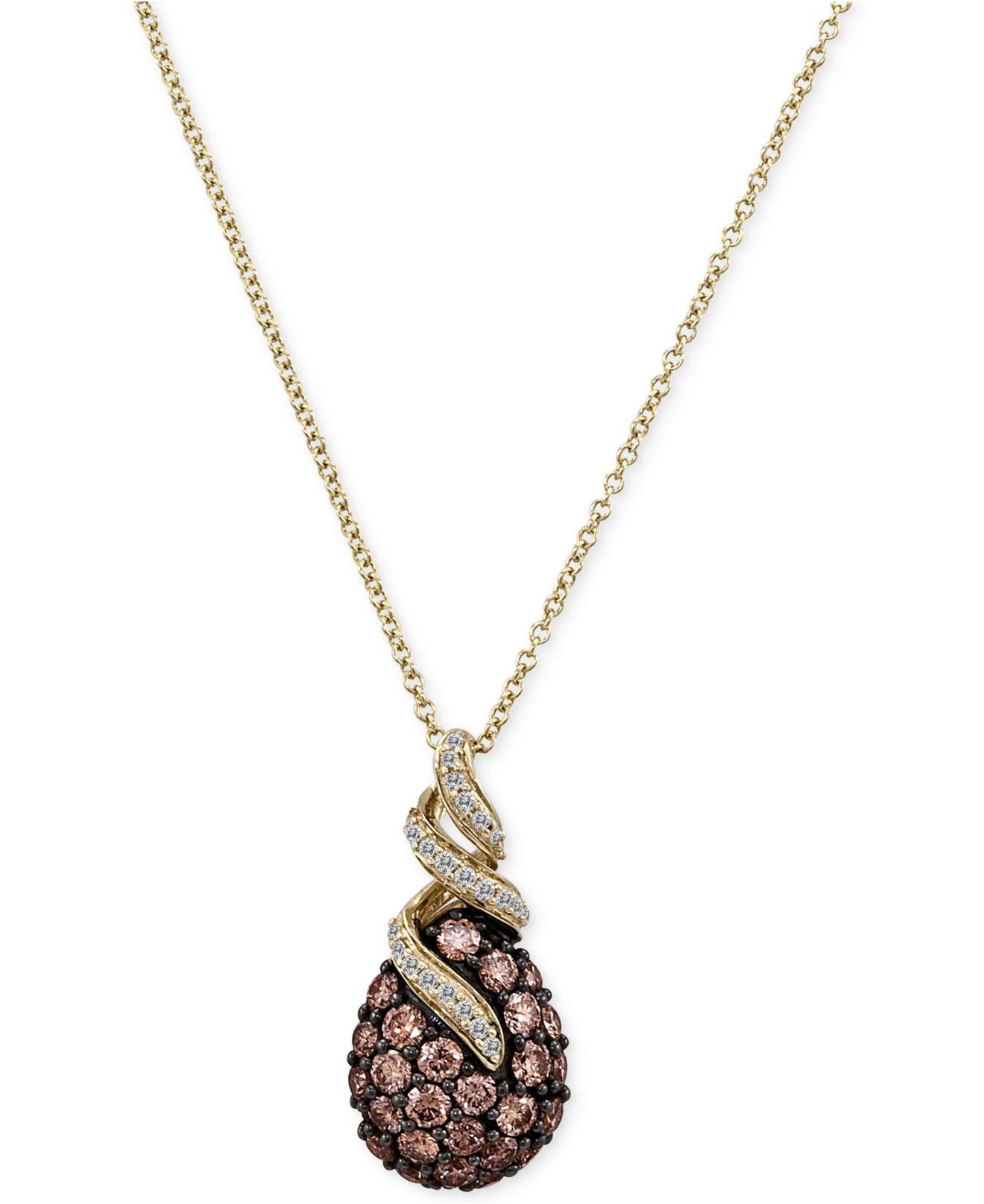 Le Vian Chocolate Chocolatierr Chocolate Diamond Pendant Necklace 1 18 Ct Tw In 14k Gold Brown Product 0 315661942 Normal 