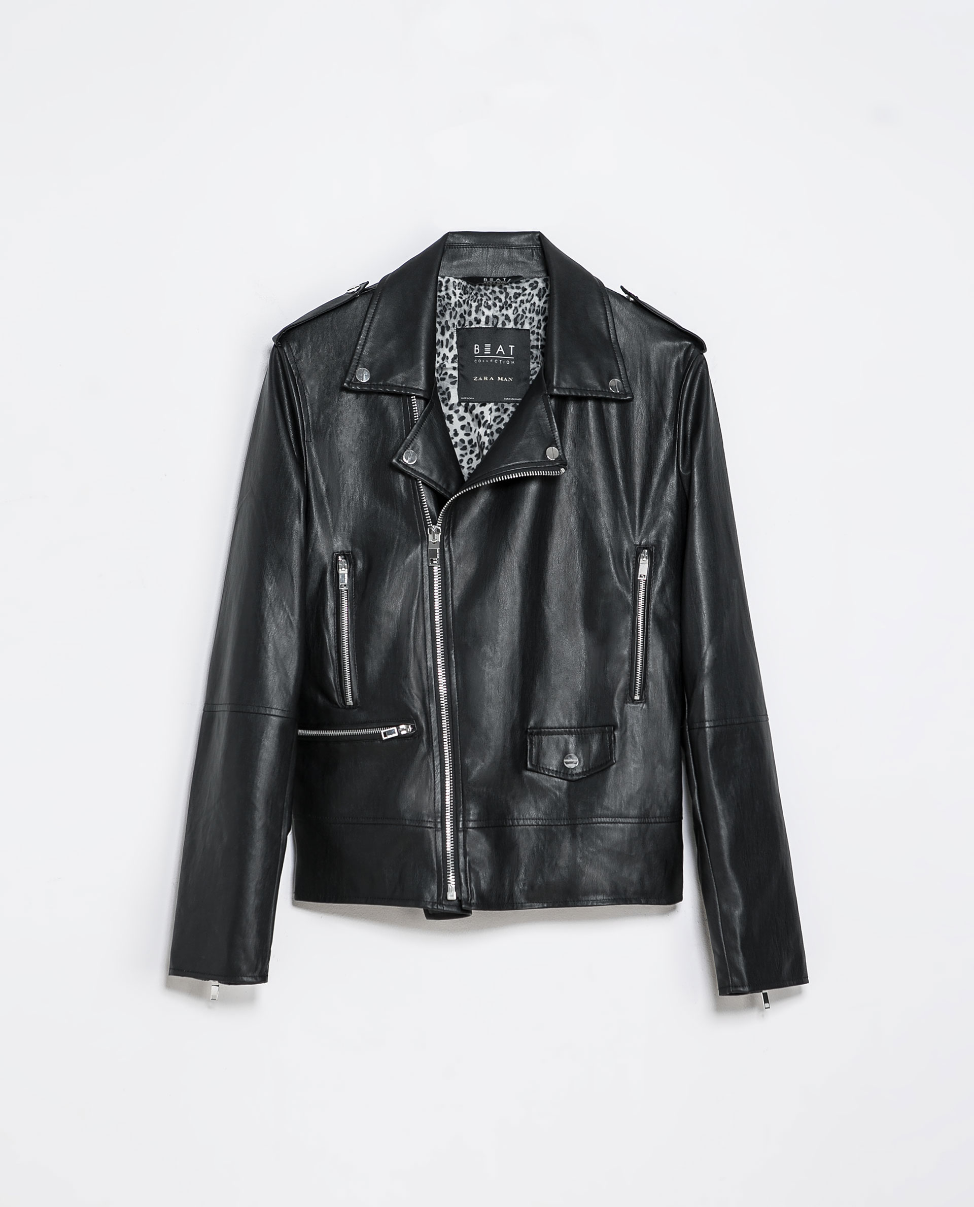 Black faux leather jacket zara
