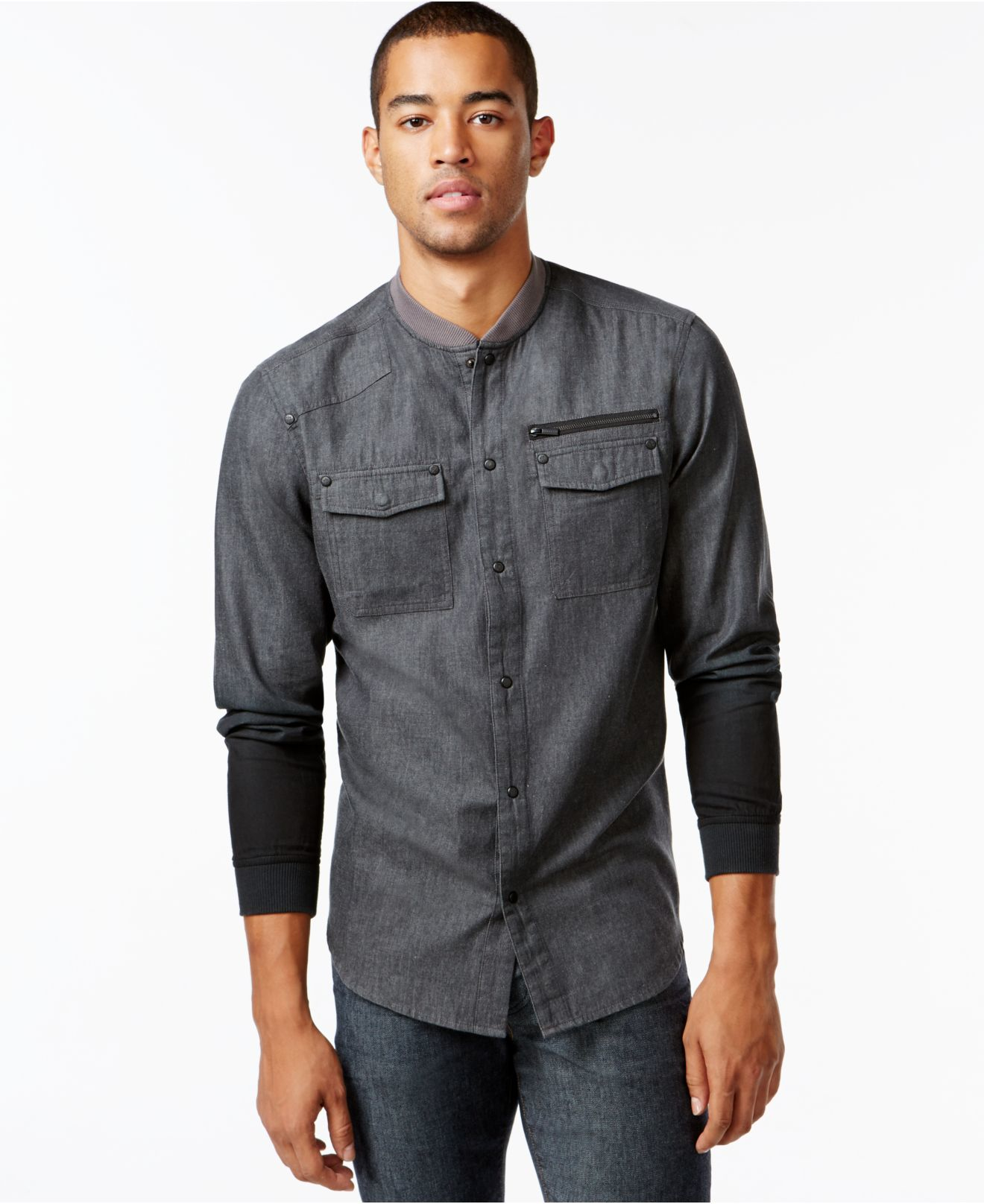 gray denim shirt