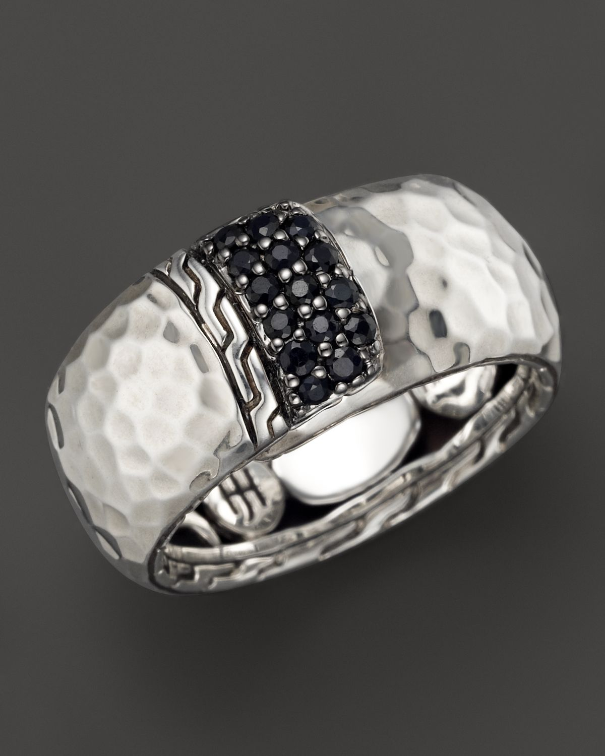John Hardy Palu Silver Lava Overlap Band Ring With Black Sapphires in ...