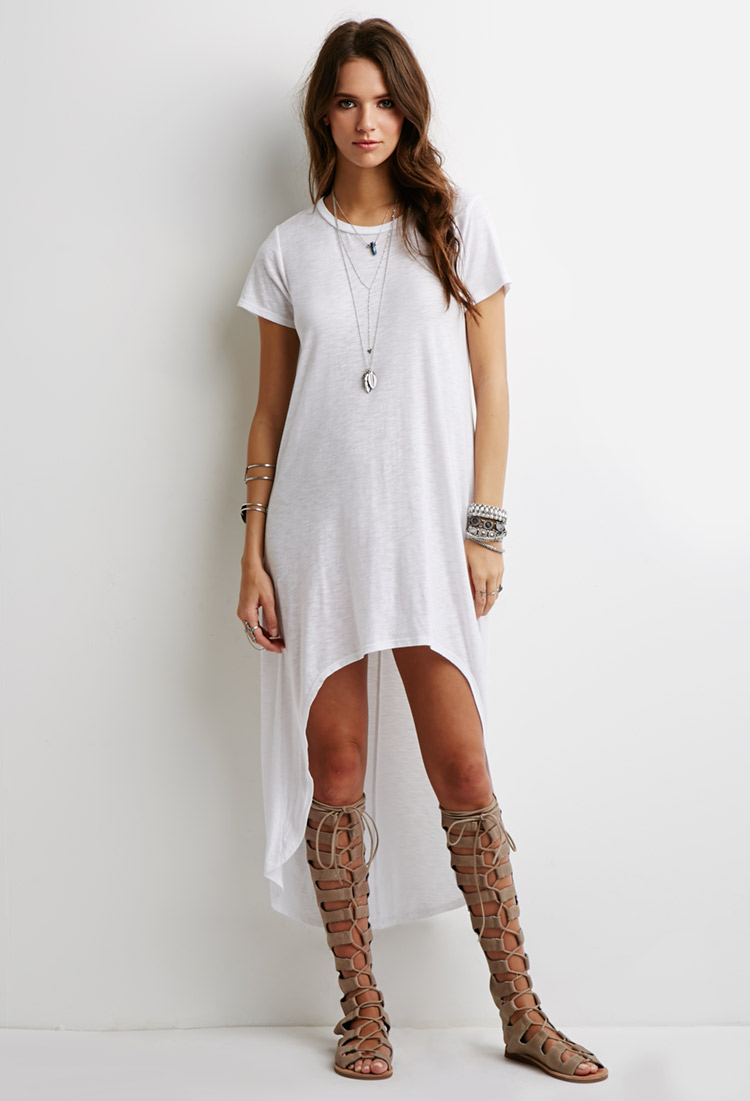 Forever 21 Crescent Hem T shirt  Dress  in White  Lyst