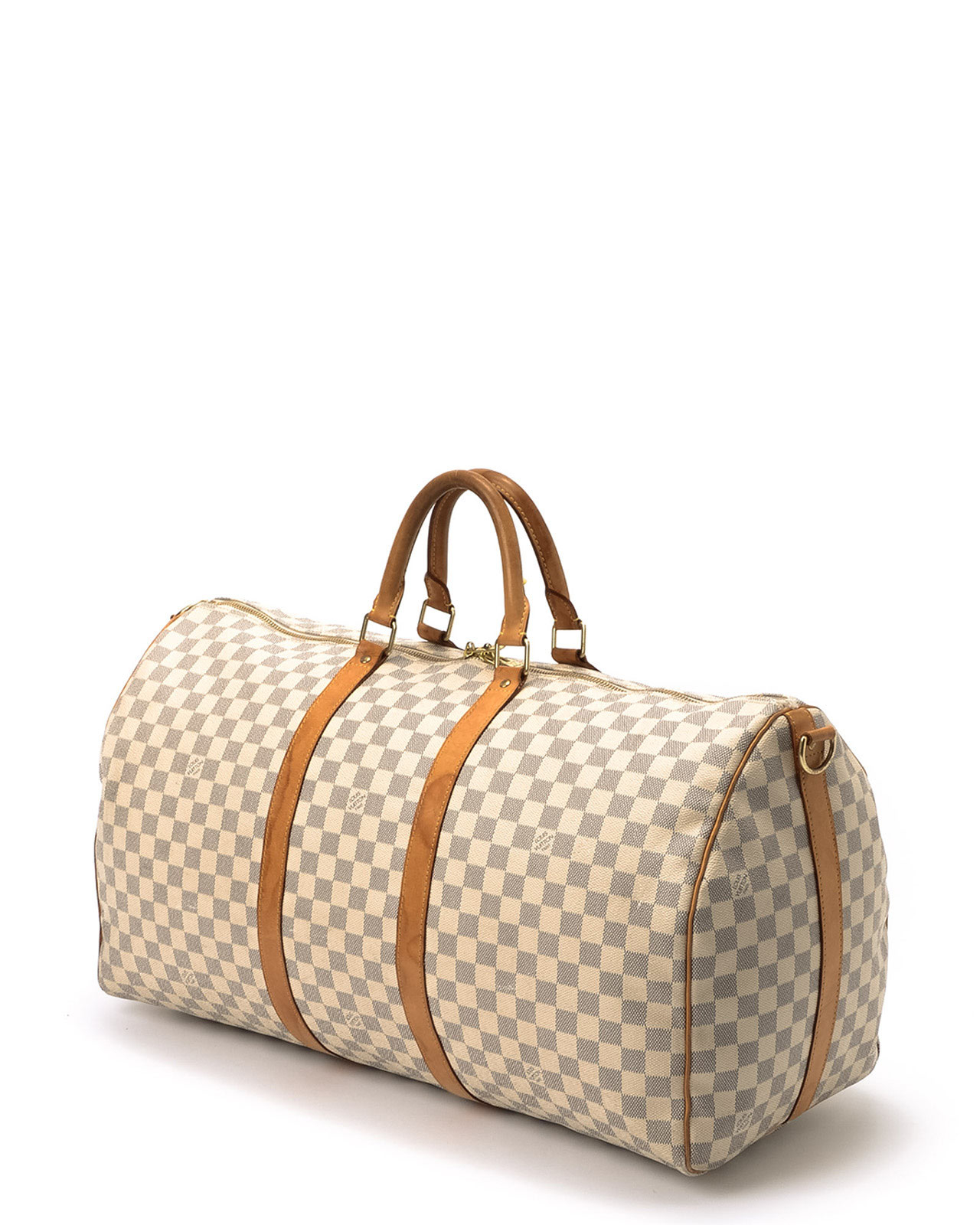 Louis Vuitton Damier Azur Keepall 55 Bandou Travel Bag in Ivory (White) - Lyst