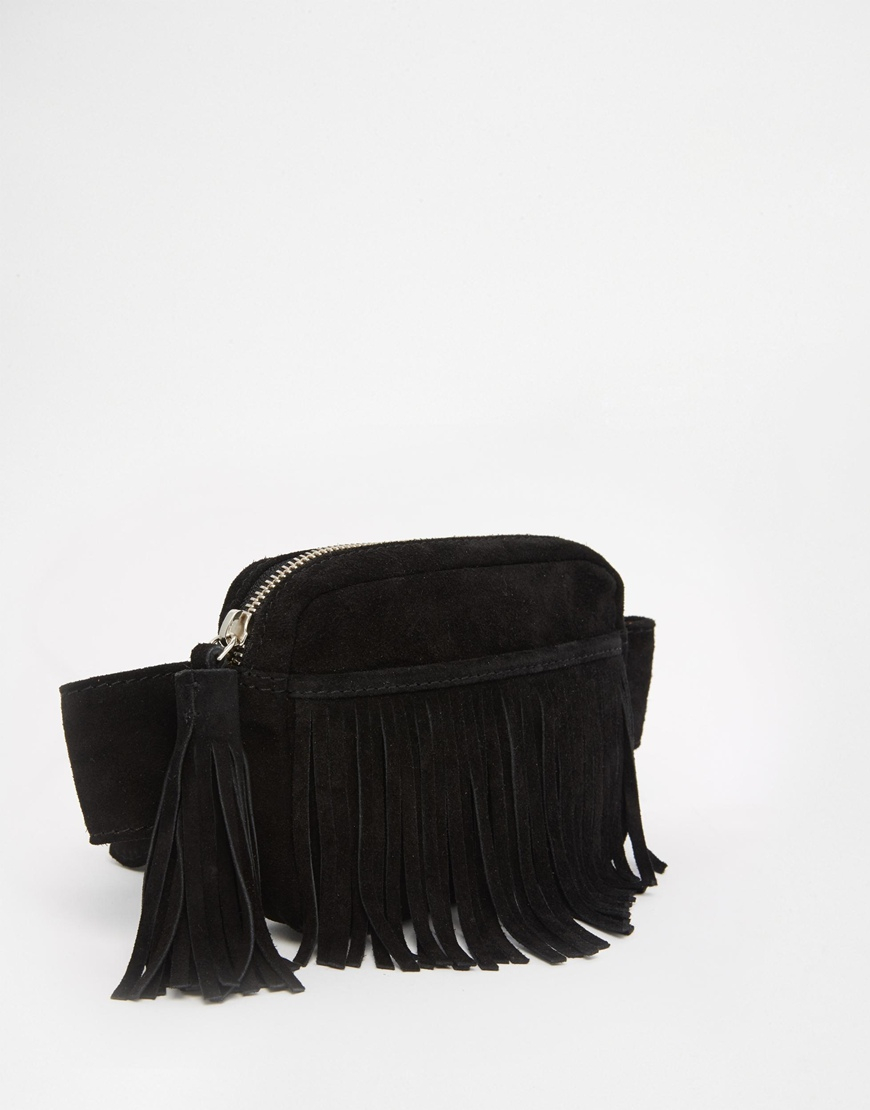 black suede bum bag