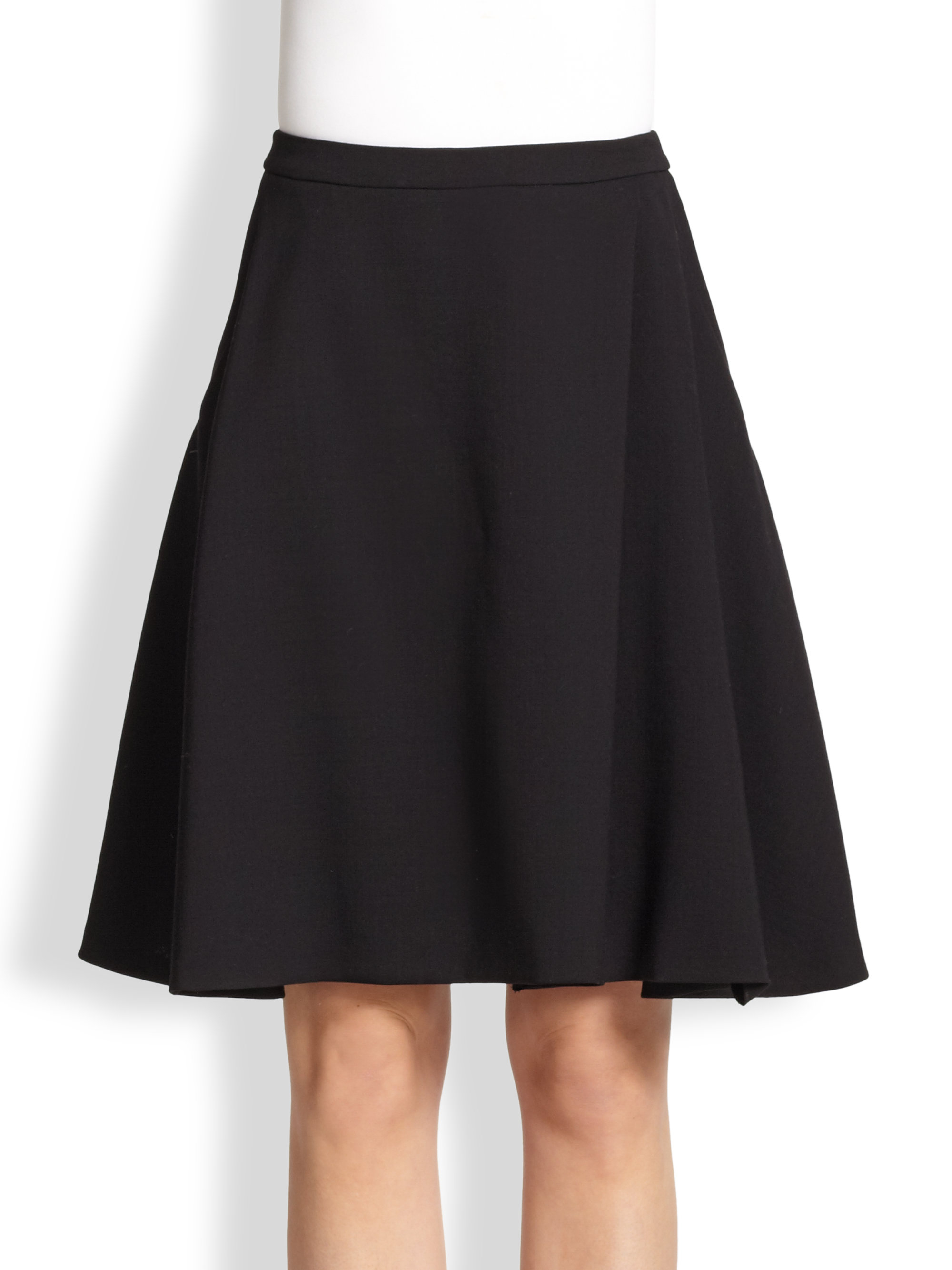 Max Mara Wool A-Line Skirt in Black | Lyst