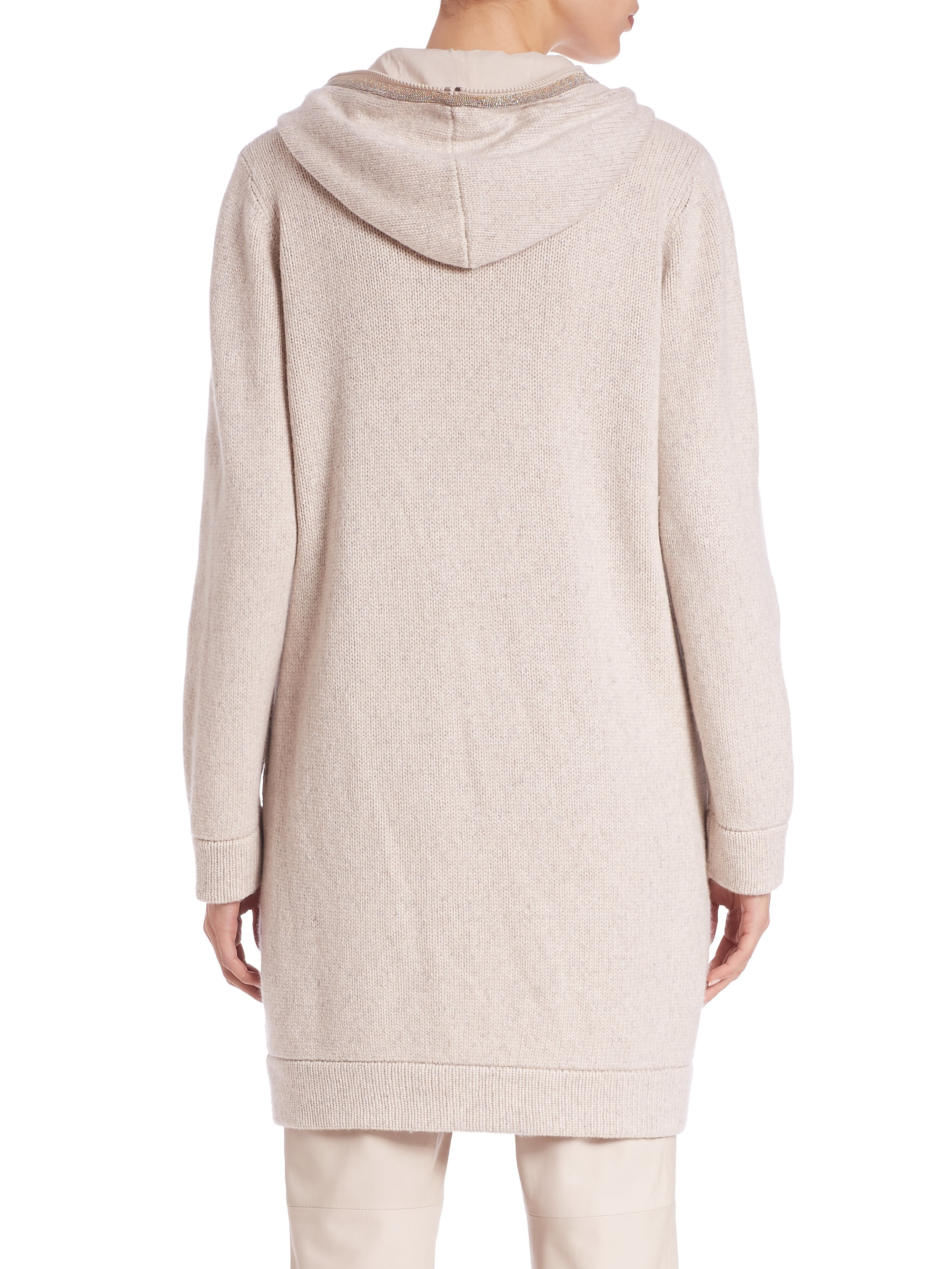 Brunello cucinelli Hooded Cashmere Sweater in Pink | Lyst