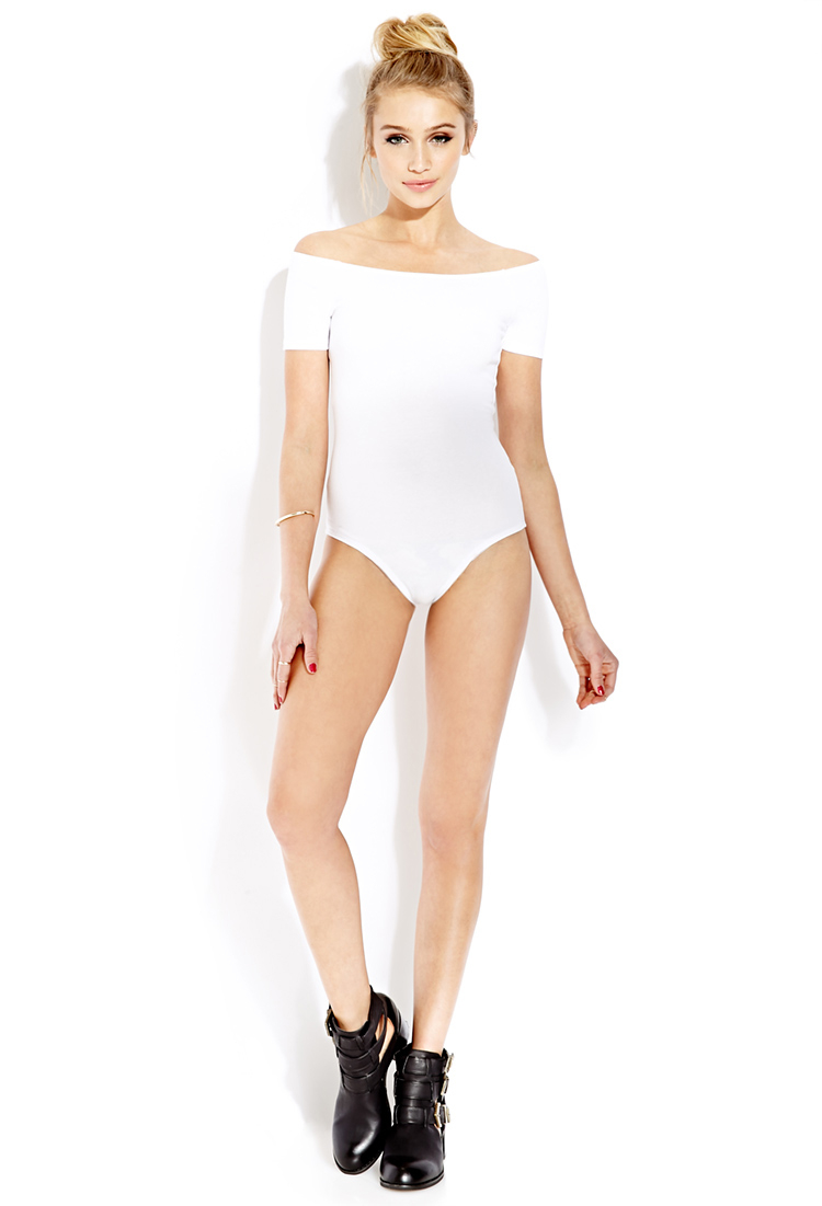 white off the shoulder bodysuits