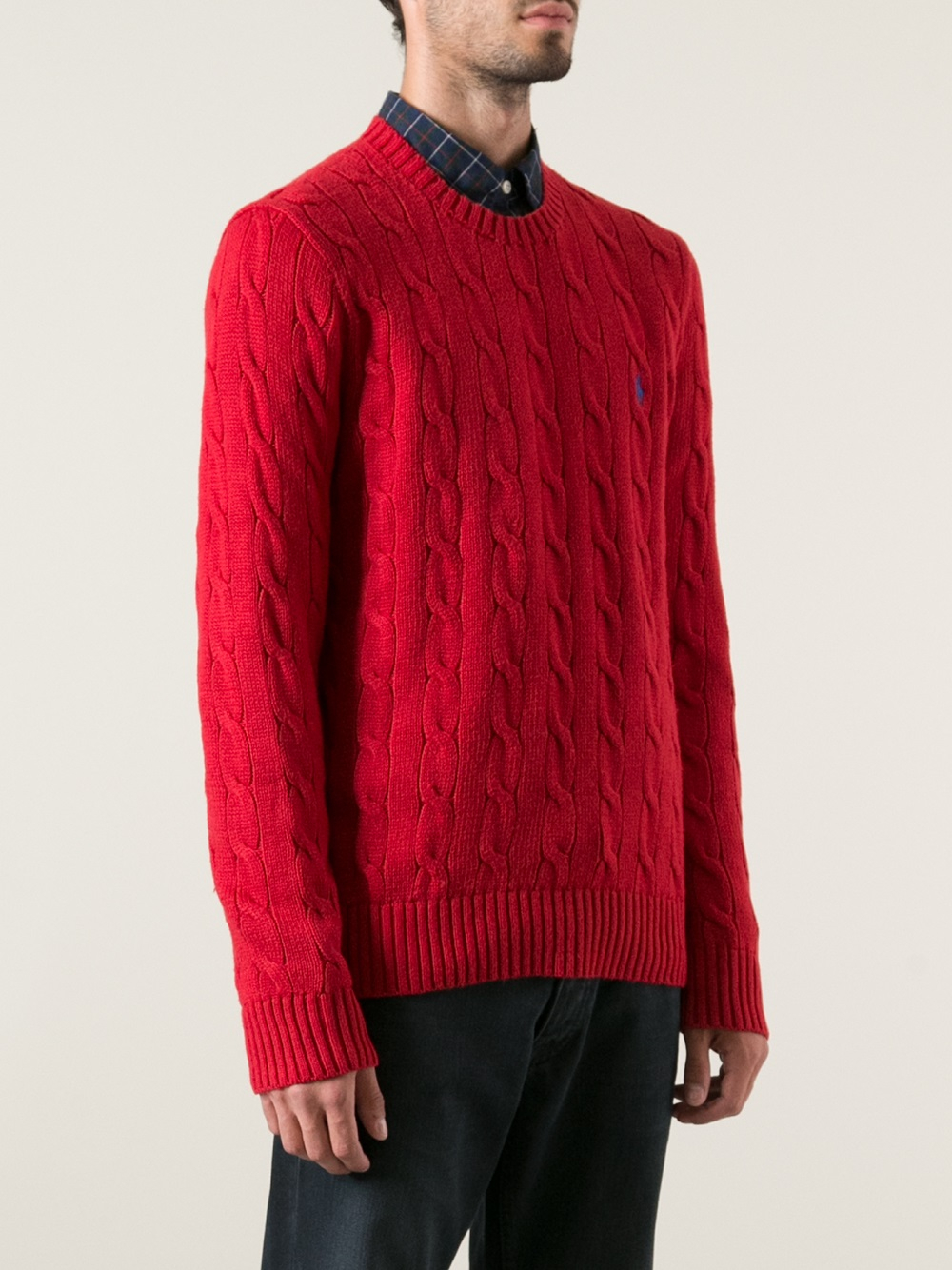 Lyst - Polo Ralph Lauren Cable Knit Sweater in Red for Men