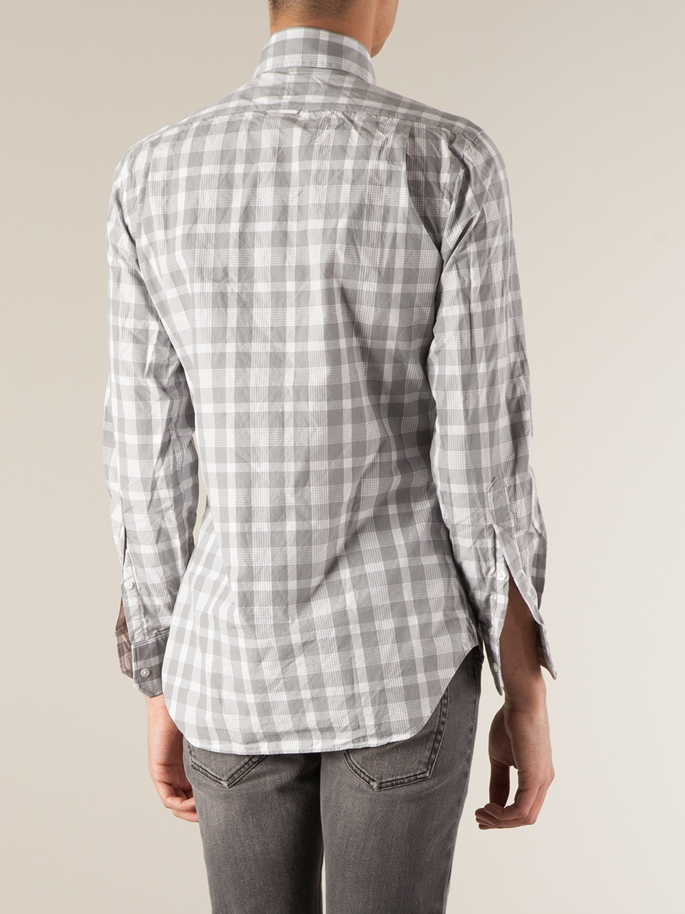 thom browne checked shirt
