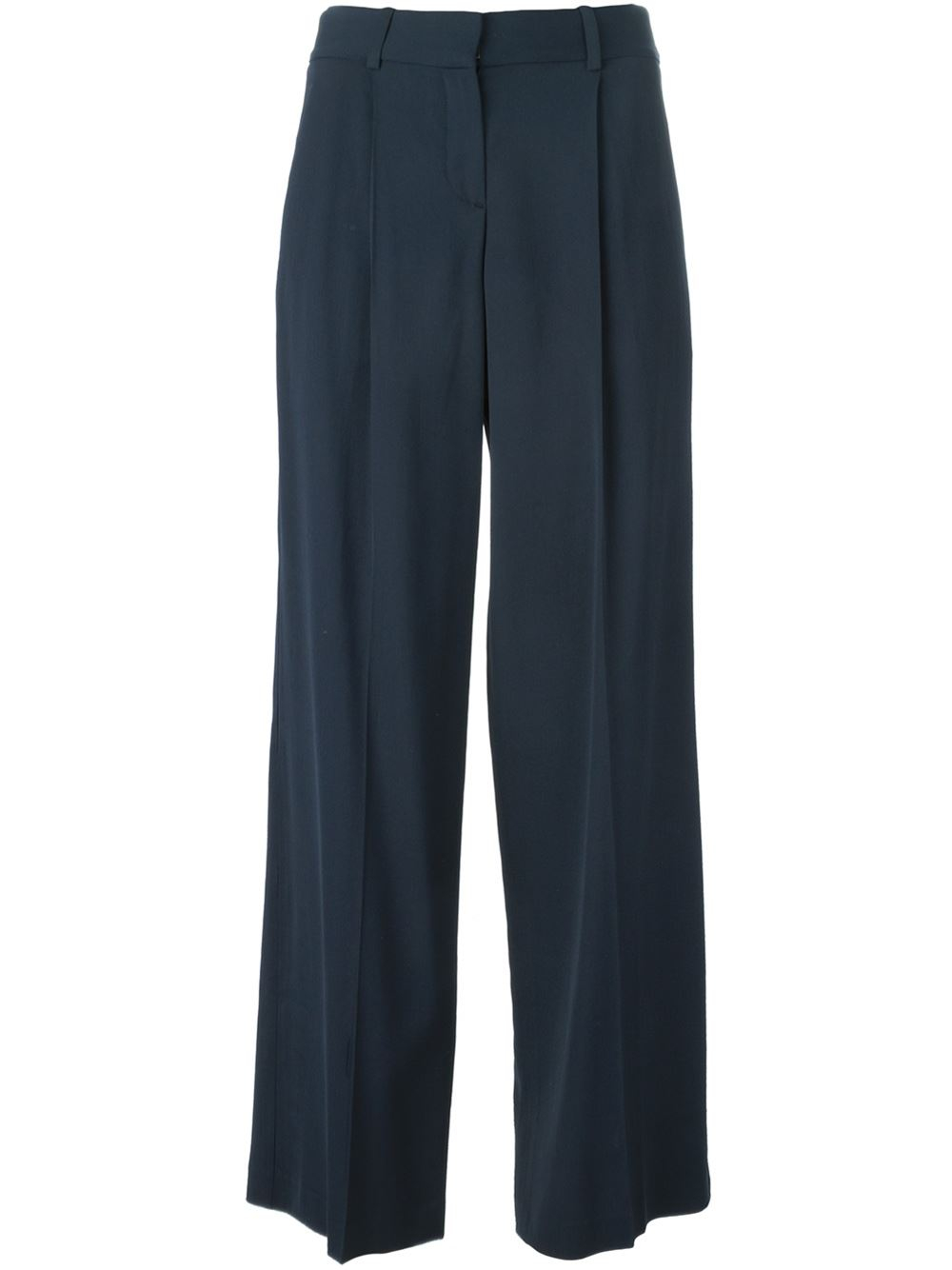 Theory Tailored Wide Leg Trousers in Blue | Lyst