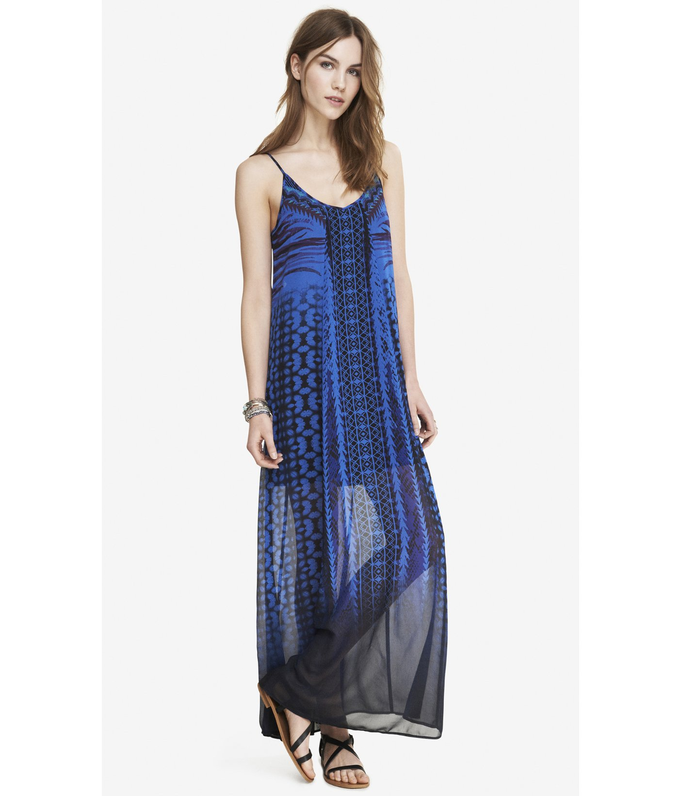 blue print maxi dress