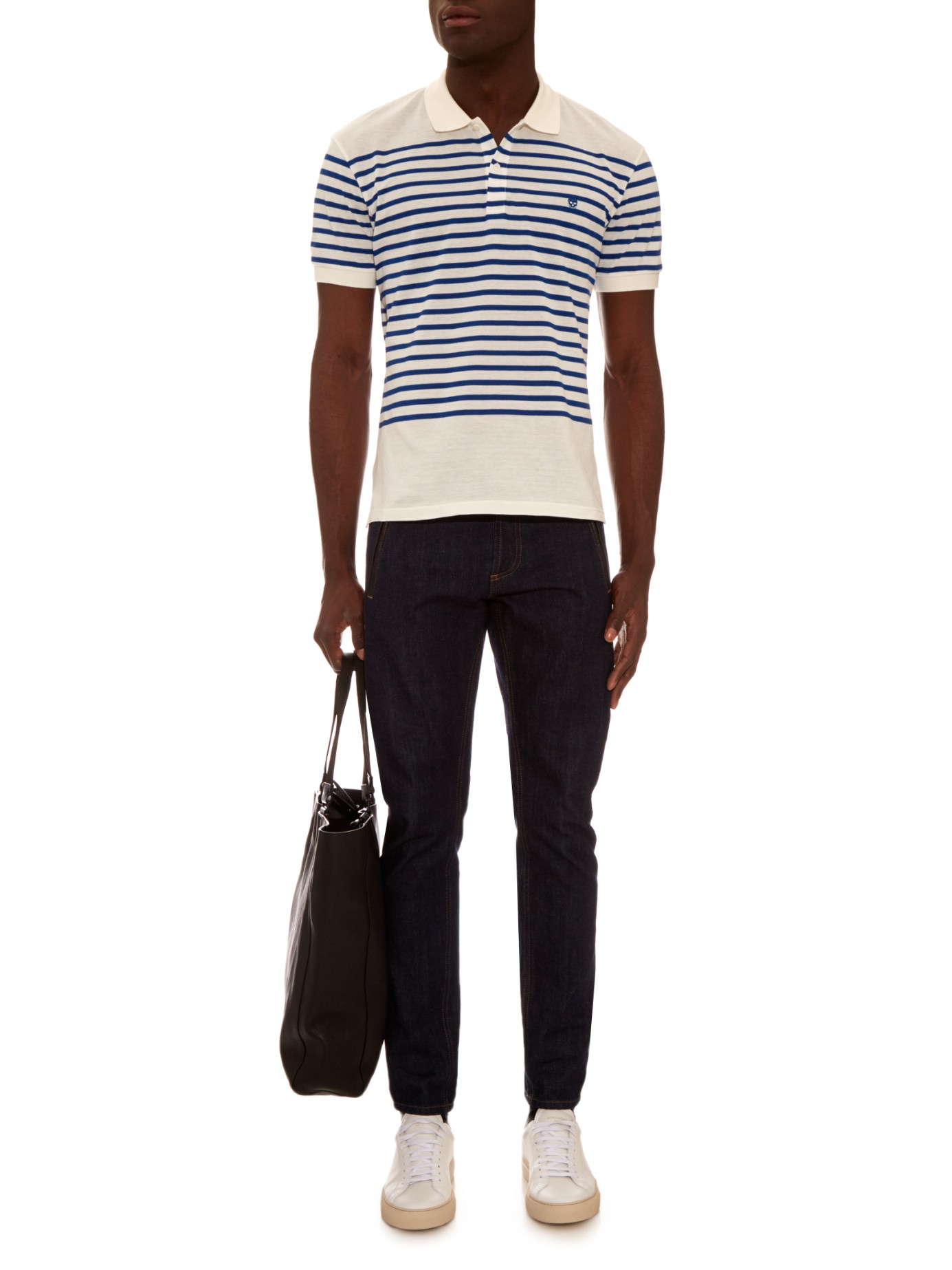 Download Alexander McQueen Breton Striped Polo Shirt in Blue for ...