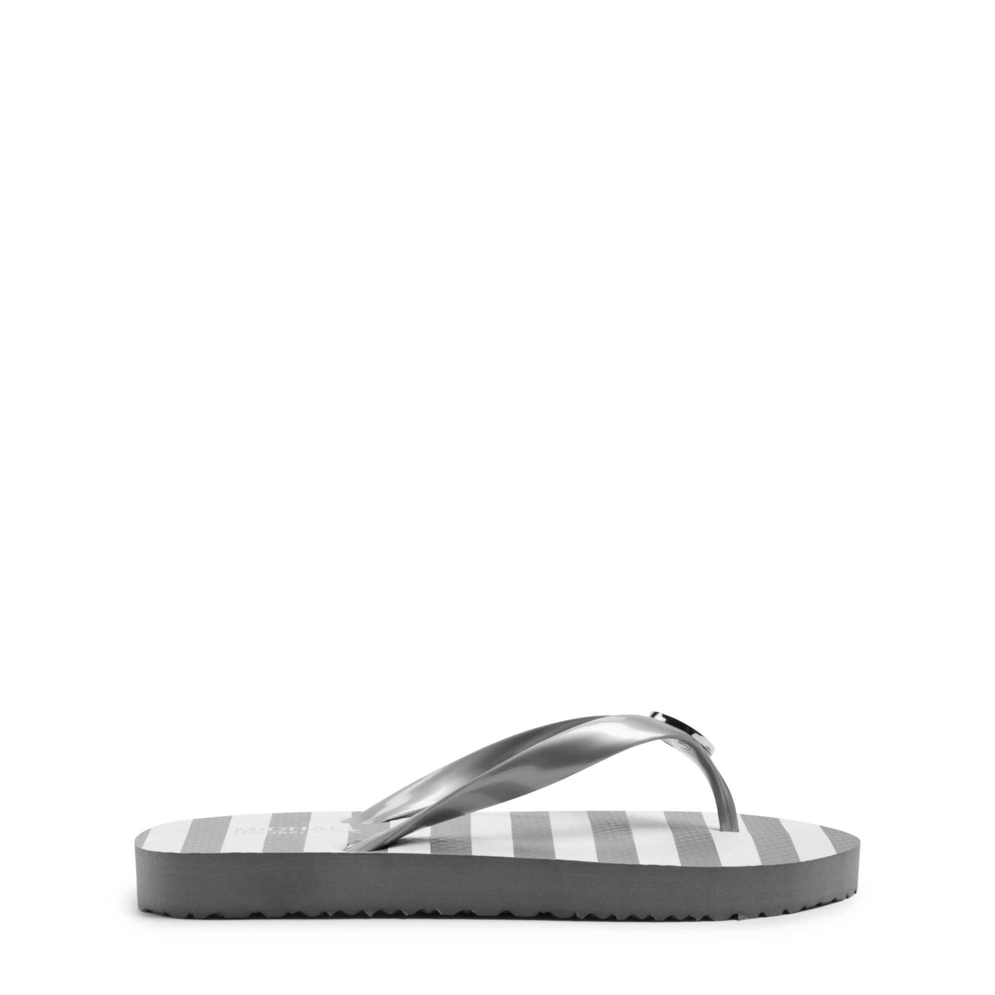 michael kors flip flops silver