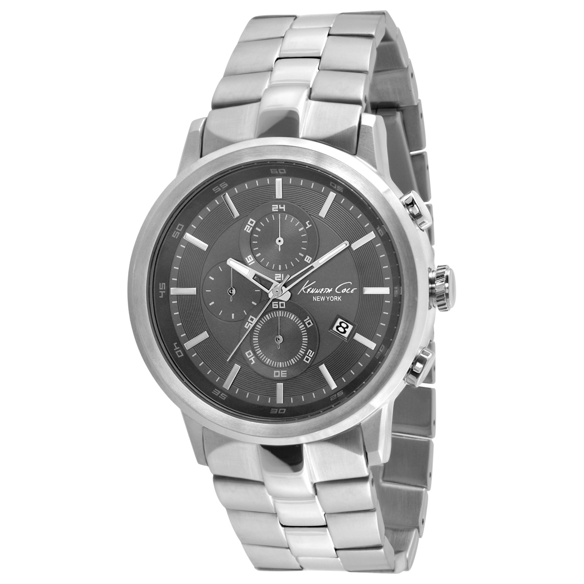 Kenneth cole Mens Chronograph Stainless Steel Bracelet 46mm in Silver ...