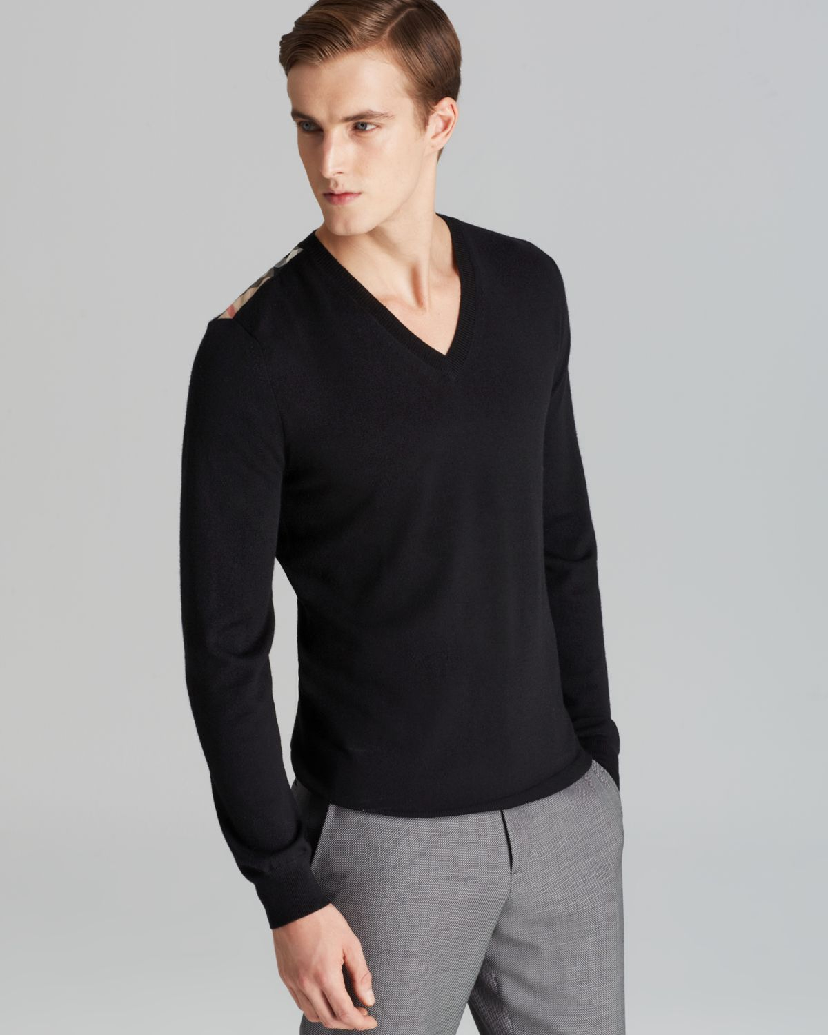 Burberry Brit Beardsley Merino V-neck Sweater in Black for Men | Lyst
