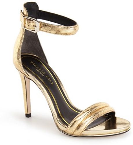 Kenneth Cole Brooke Ankle-Strap Sandals in Gold (GOLD LEATHER) | Lyst