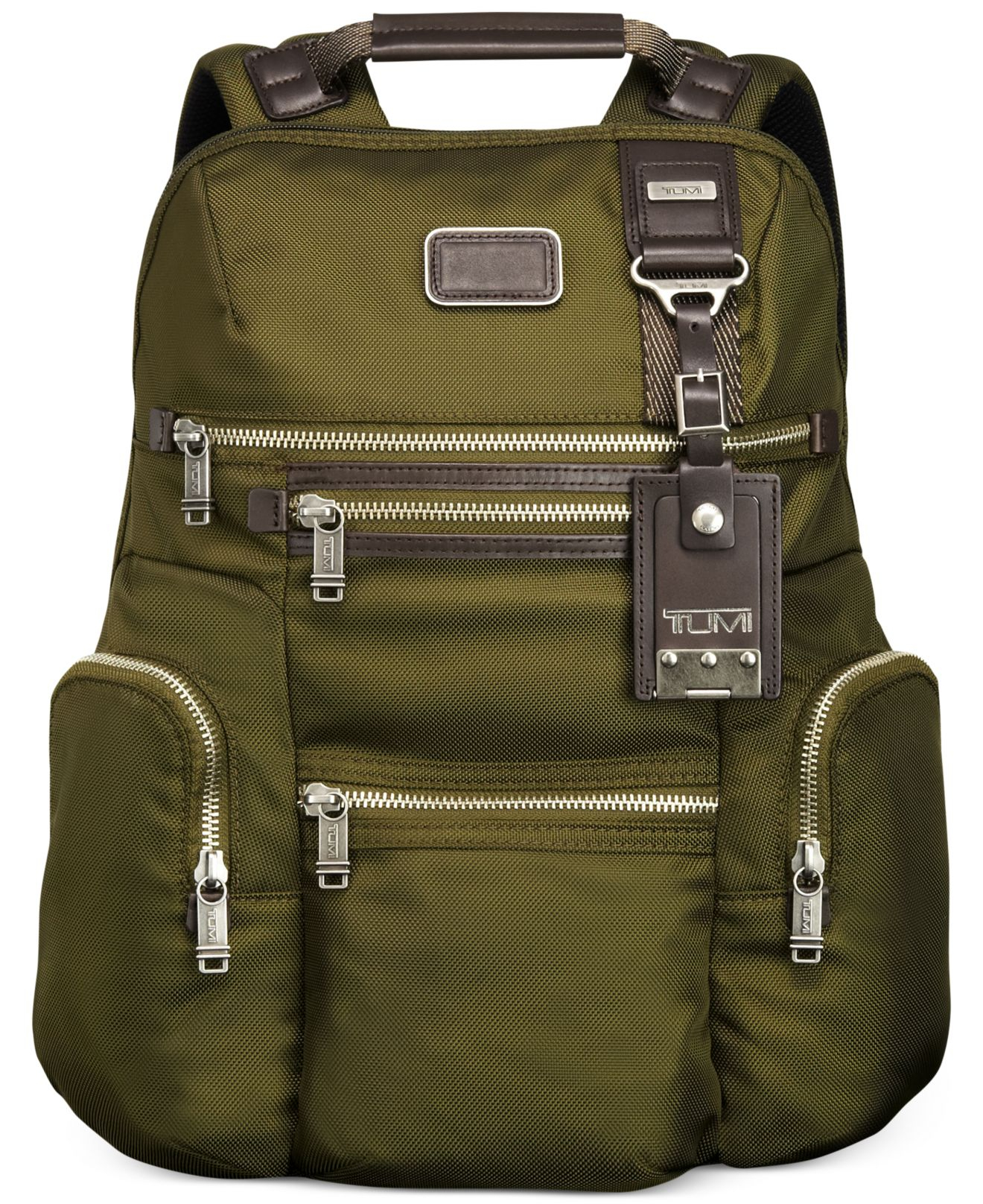 tumi olive green backpack