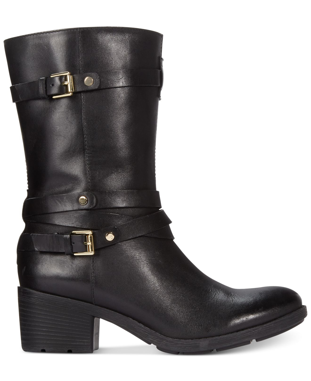Bandolino Ursal Midshaft Boots in Black Leather (Black) Lyst