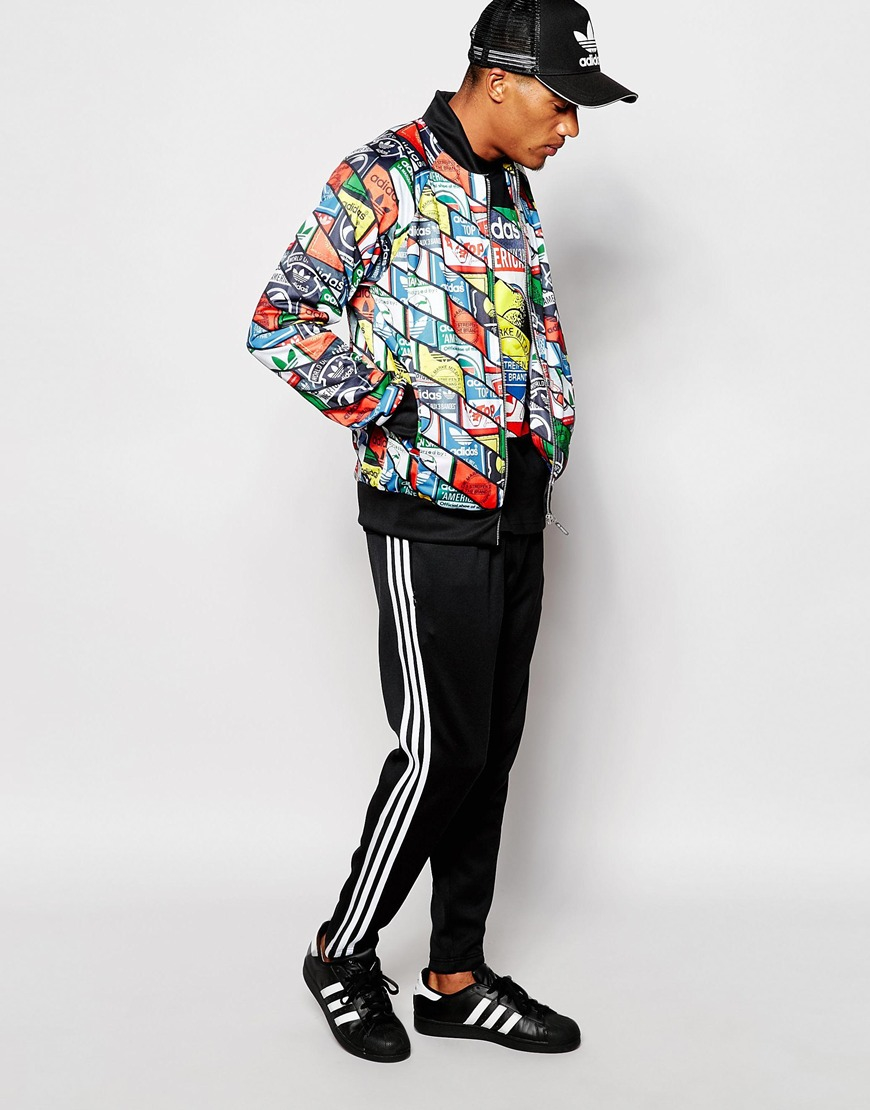 adidas Originals Track Jacket In All Over Print Ab7683 in Black 