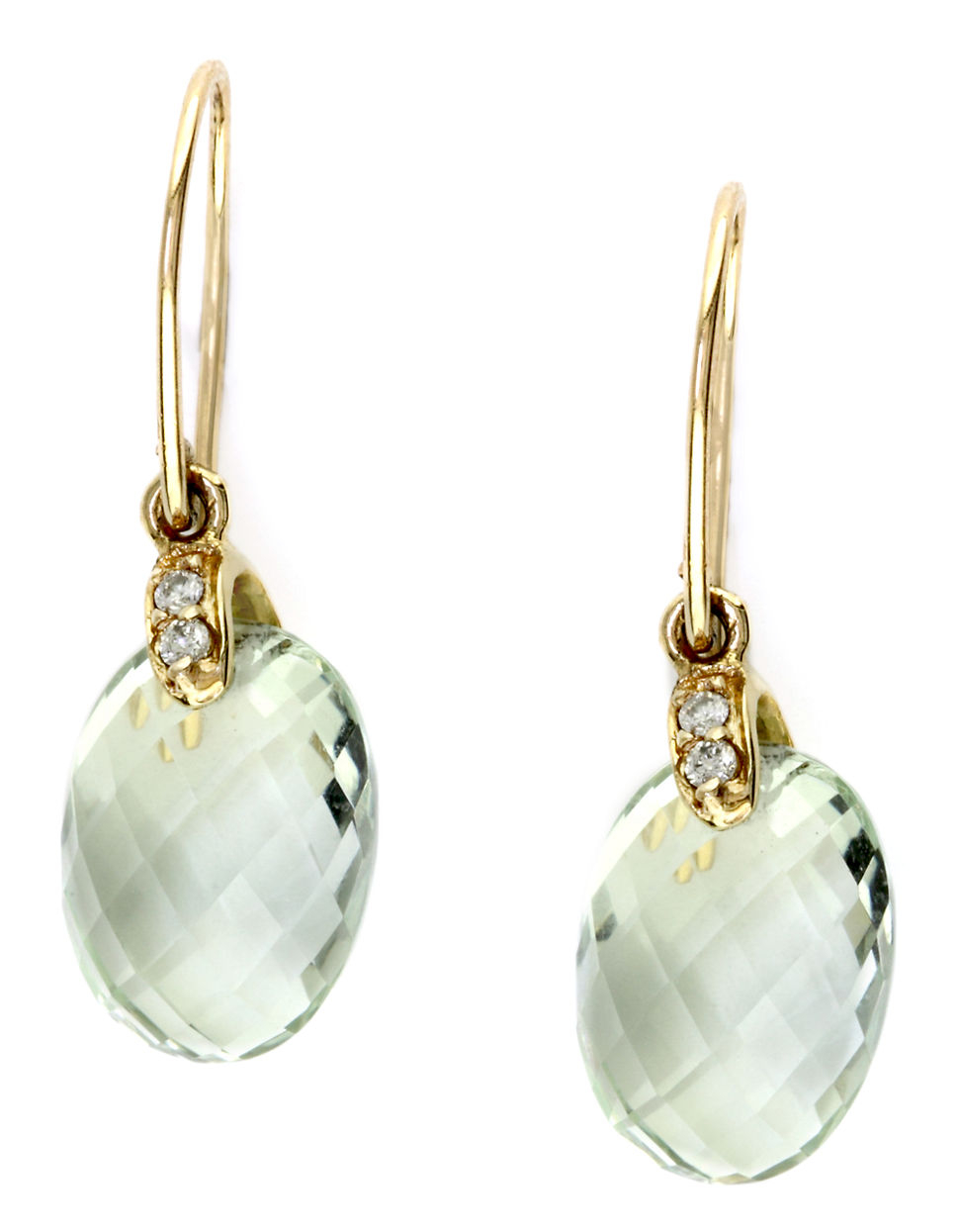 Lyst Effy 14kt Yellow Gold Green Amethyst Earrings With Diamonds Gallery